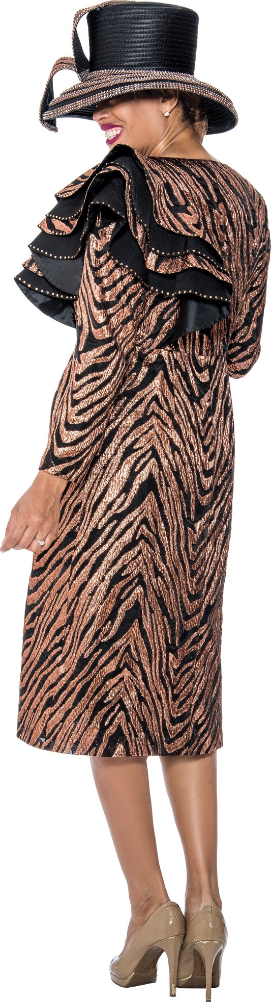 Divine Queen 2262 Embossed Animal Print 2pc Jacket Dress