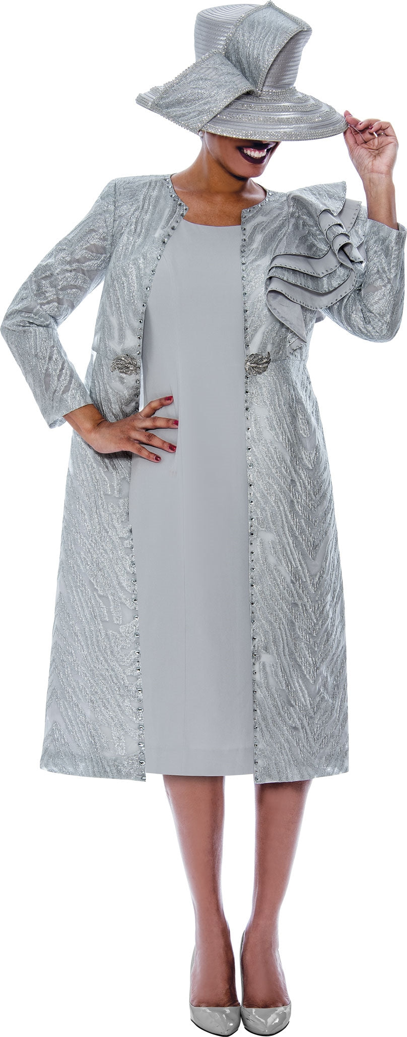 Divine Queen 2262W Embossed Animal Print PlusSize 2pc Jacket Dress