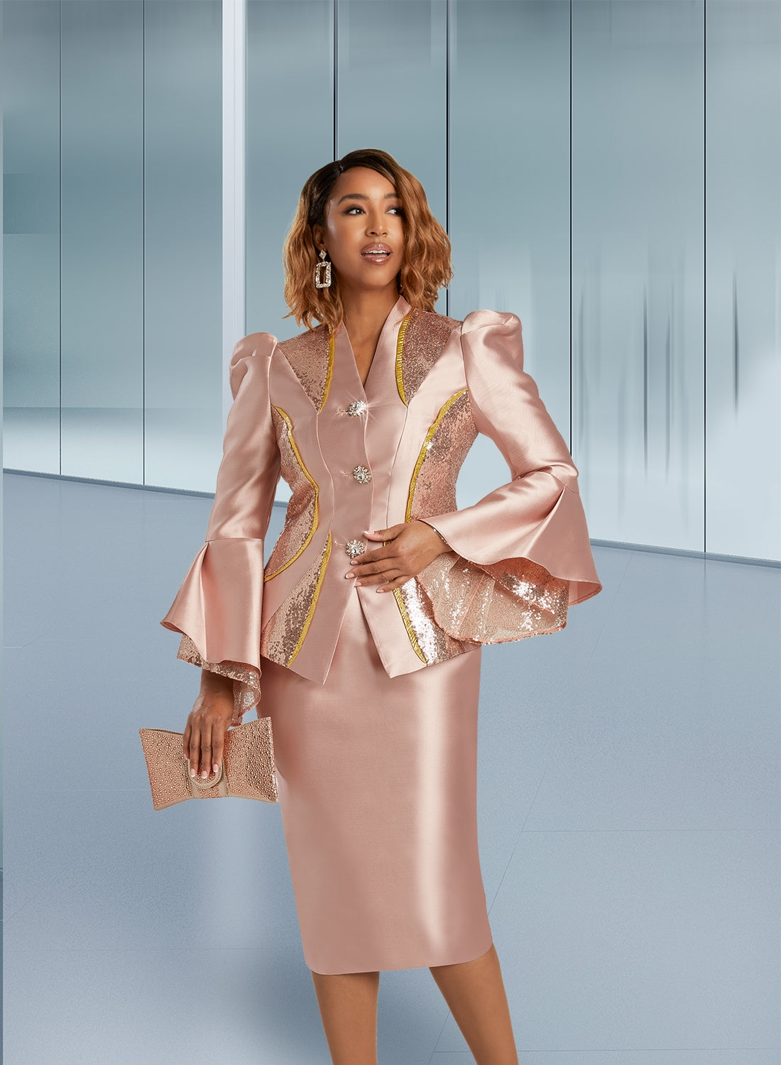 Donna Vinci 12084 Silk Skirt Suit