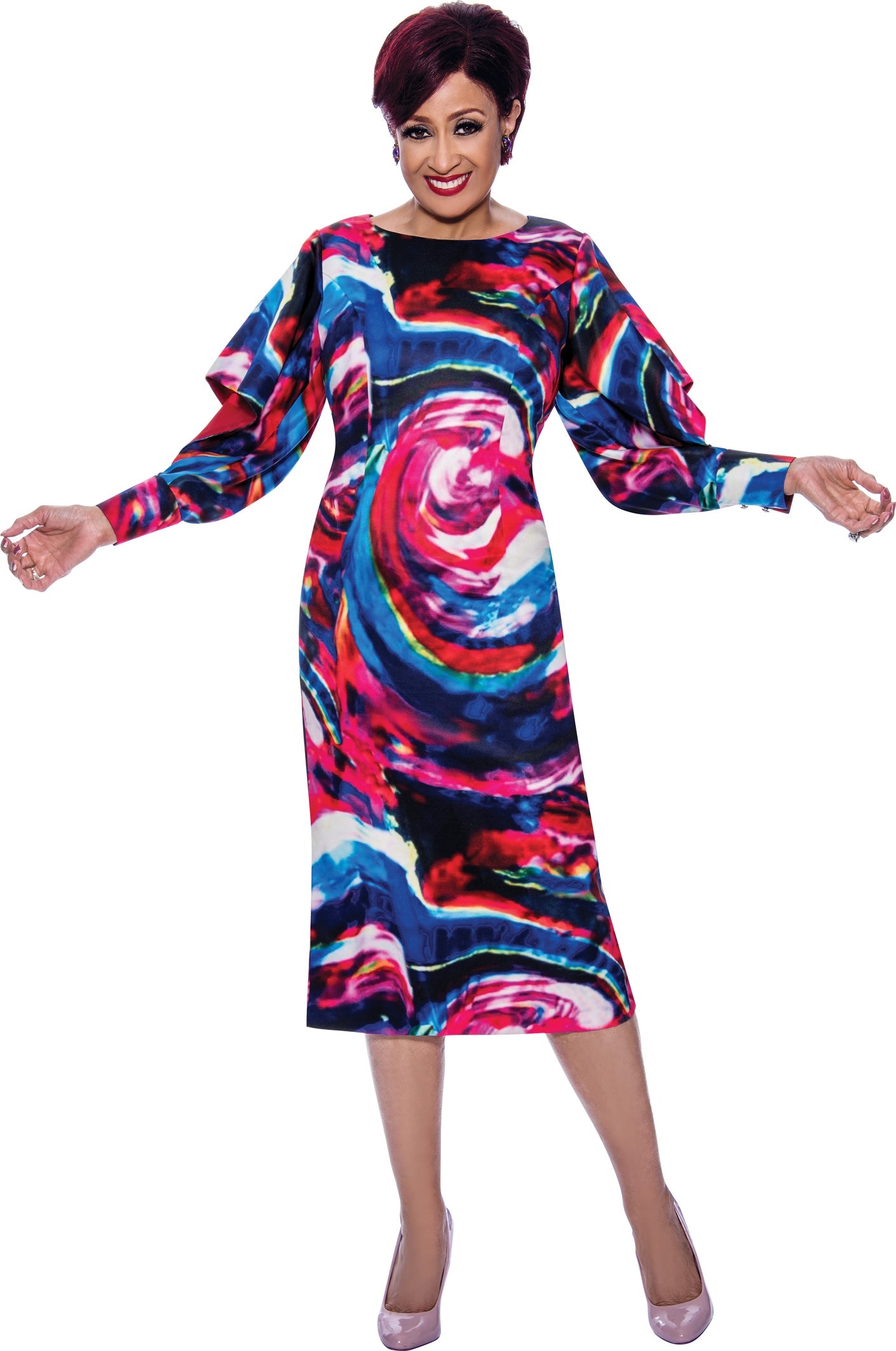 Dorinda Clark Cole 3991 Print Chemise Dress