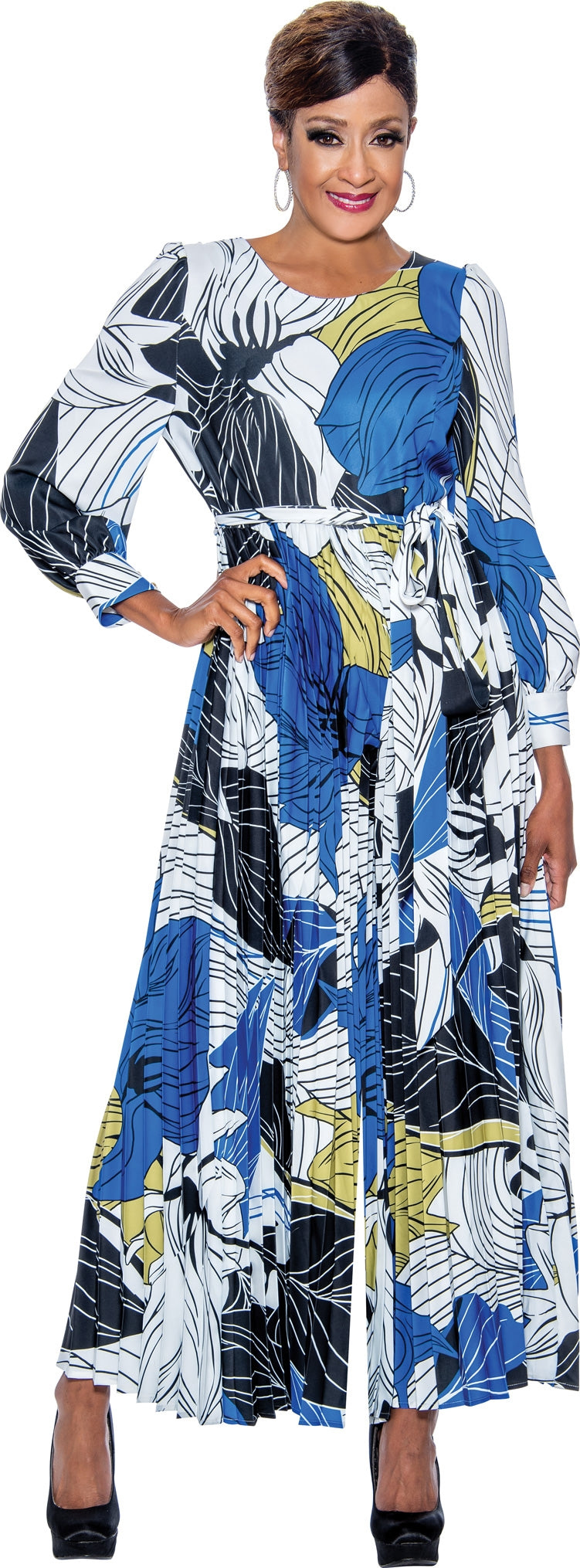 Dorinda Clark Cole 4671W Belted Print PlusSize Jumpsuit