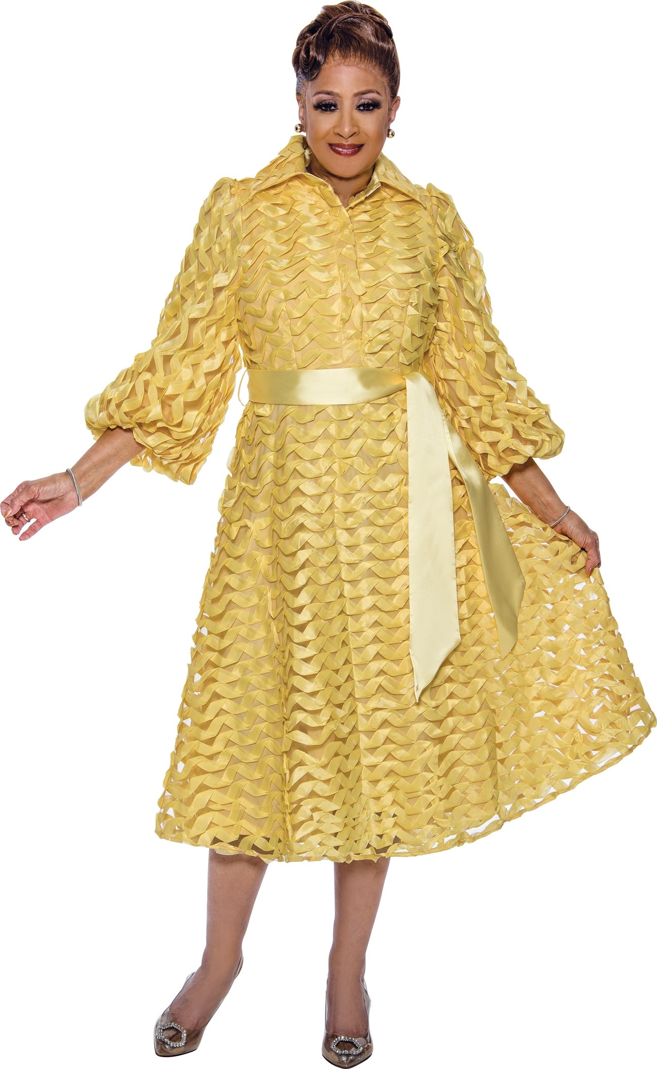 Dorinda Clark Cole 5261 Belted Ribbon Dress