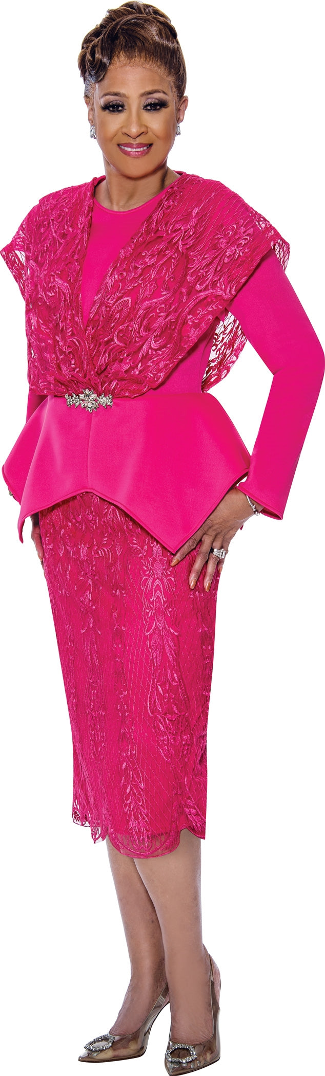 Dorinda Clark Cole 5421 Lace & Scuba Dress