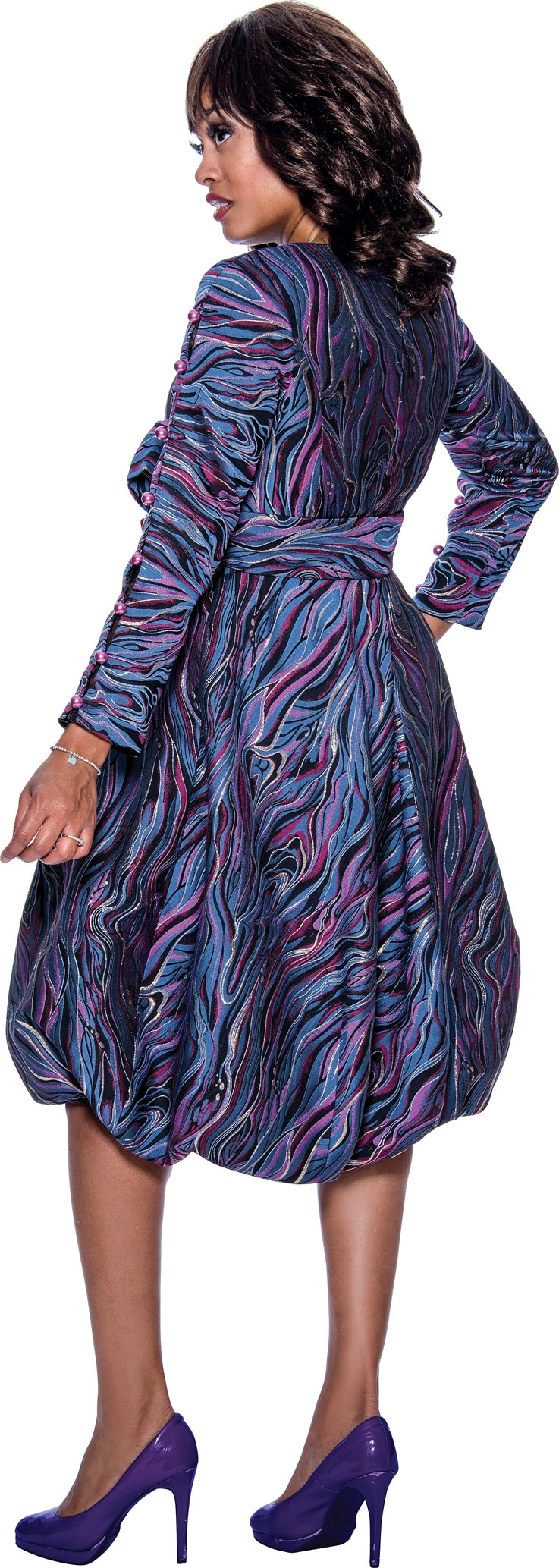 Dresses by Nubiano 1161W Print Bubble Hem PlusSize Dress