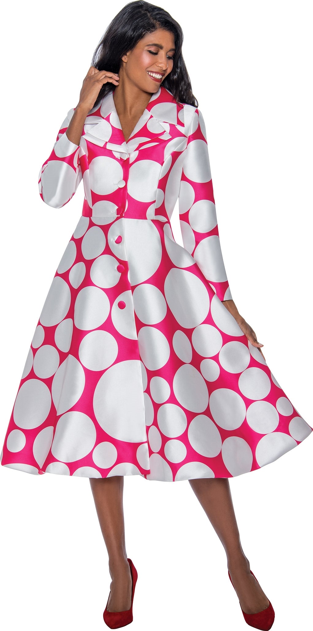 Dresses by Nubiano 871W Dotted Button PlusSize Dress