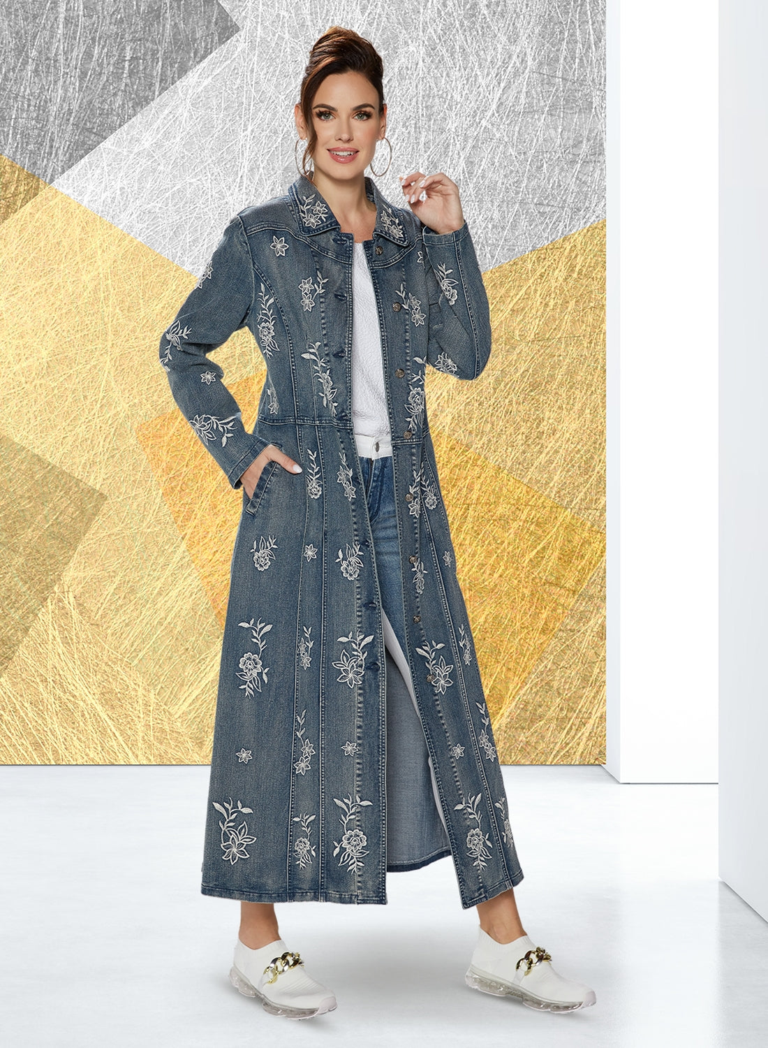 DV Jeans 8488J Denim Duster Button Down Dress