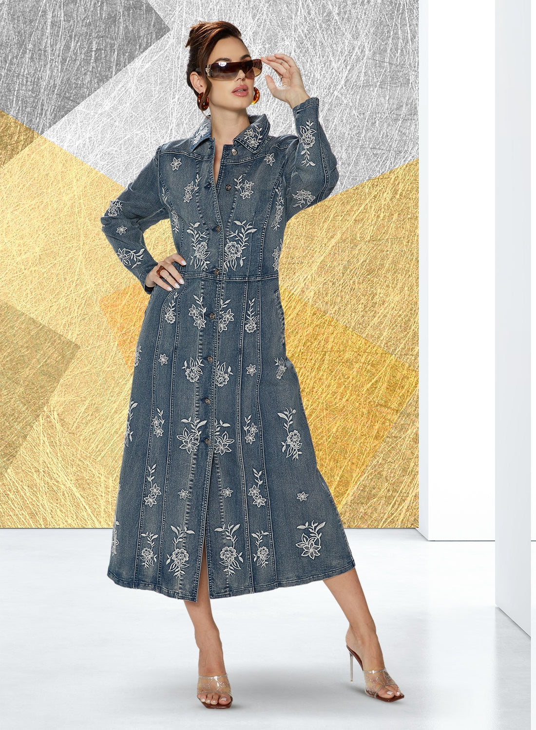 DV Jeans 8488J Denim Duster Button Down Dress