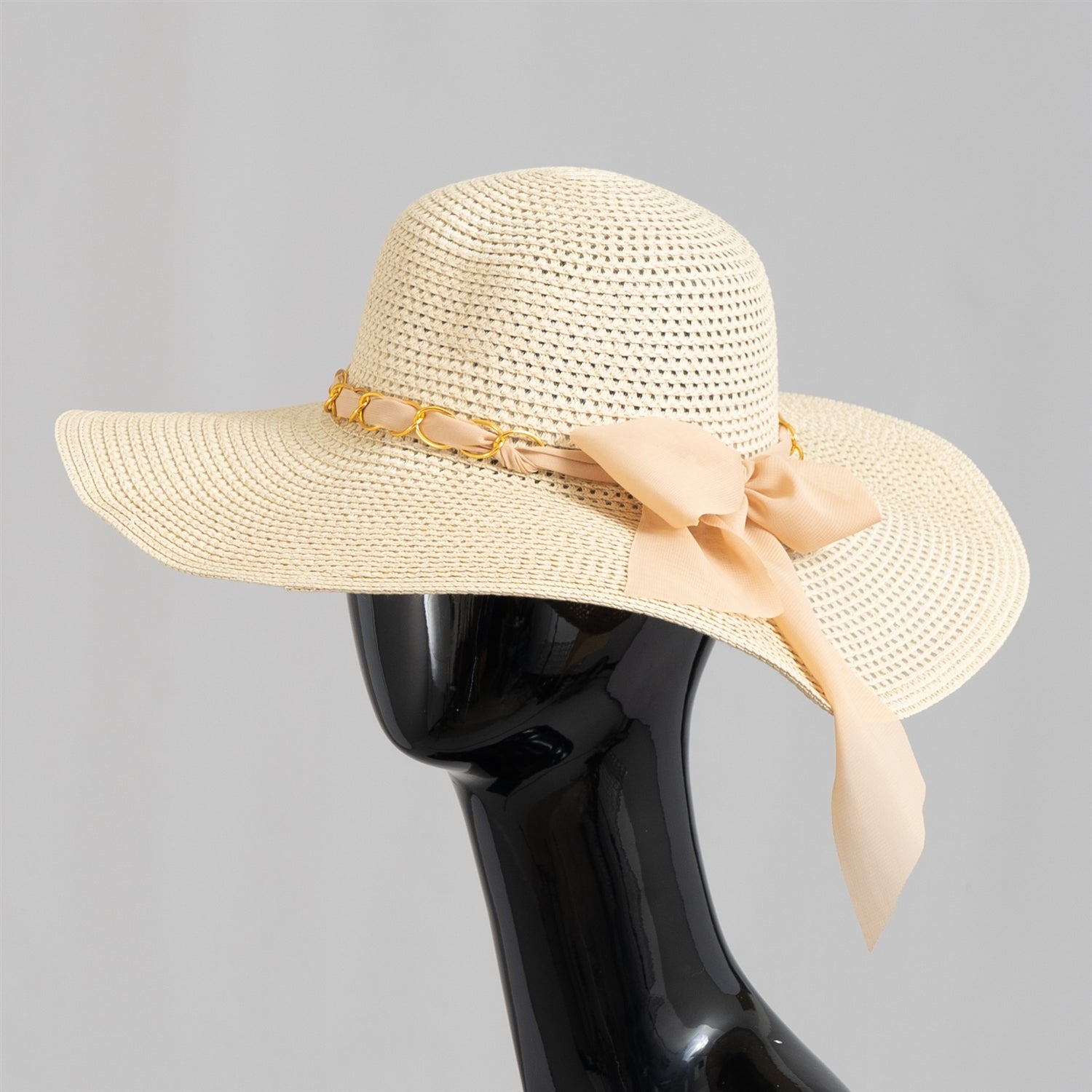 Fashion Hat LH7275 Chain and Bow Straw Hat