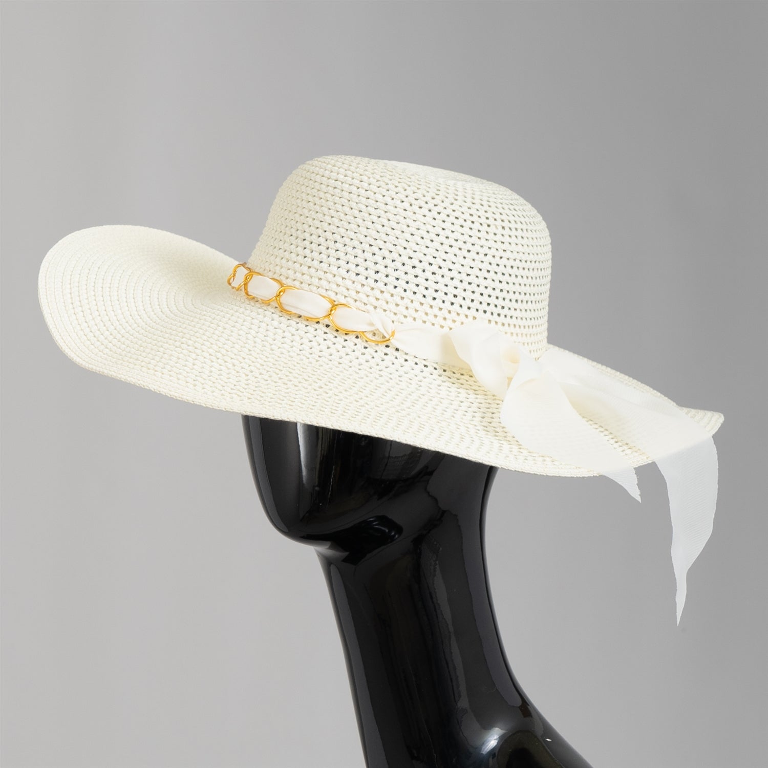 Fashion Hat LH7275 Chain and Bow Straw Hat