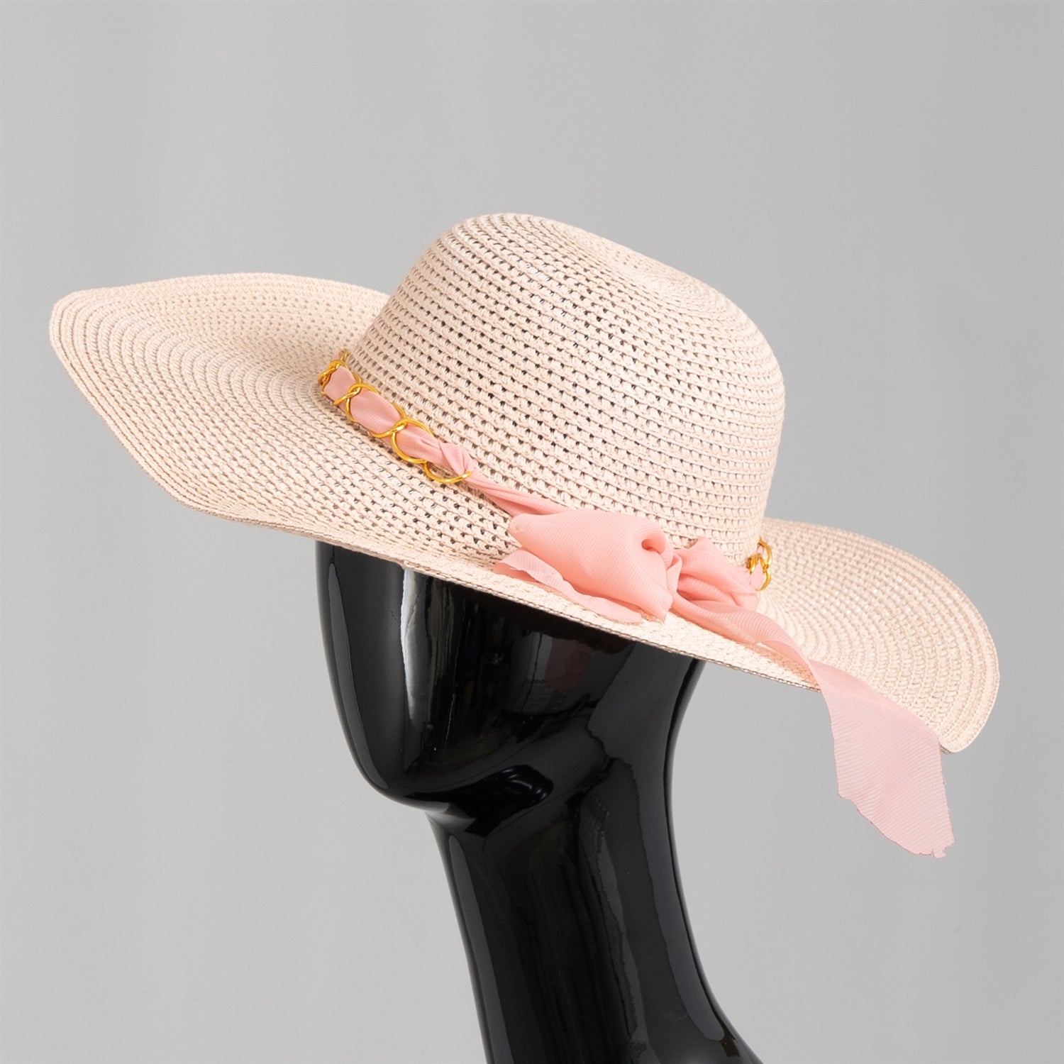 Fashion Hat LH7275 Chain and Bow Straw Hat