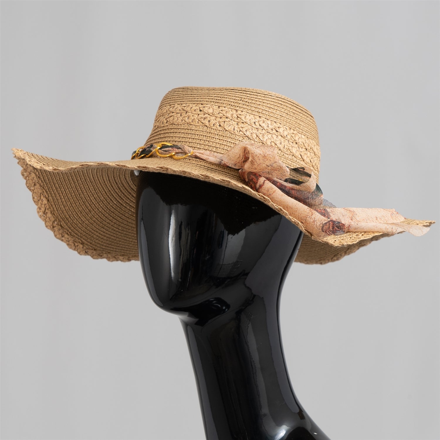 Fashion Hat LH7277 Chain and Bow Straw Hat