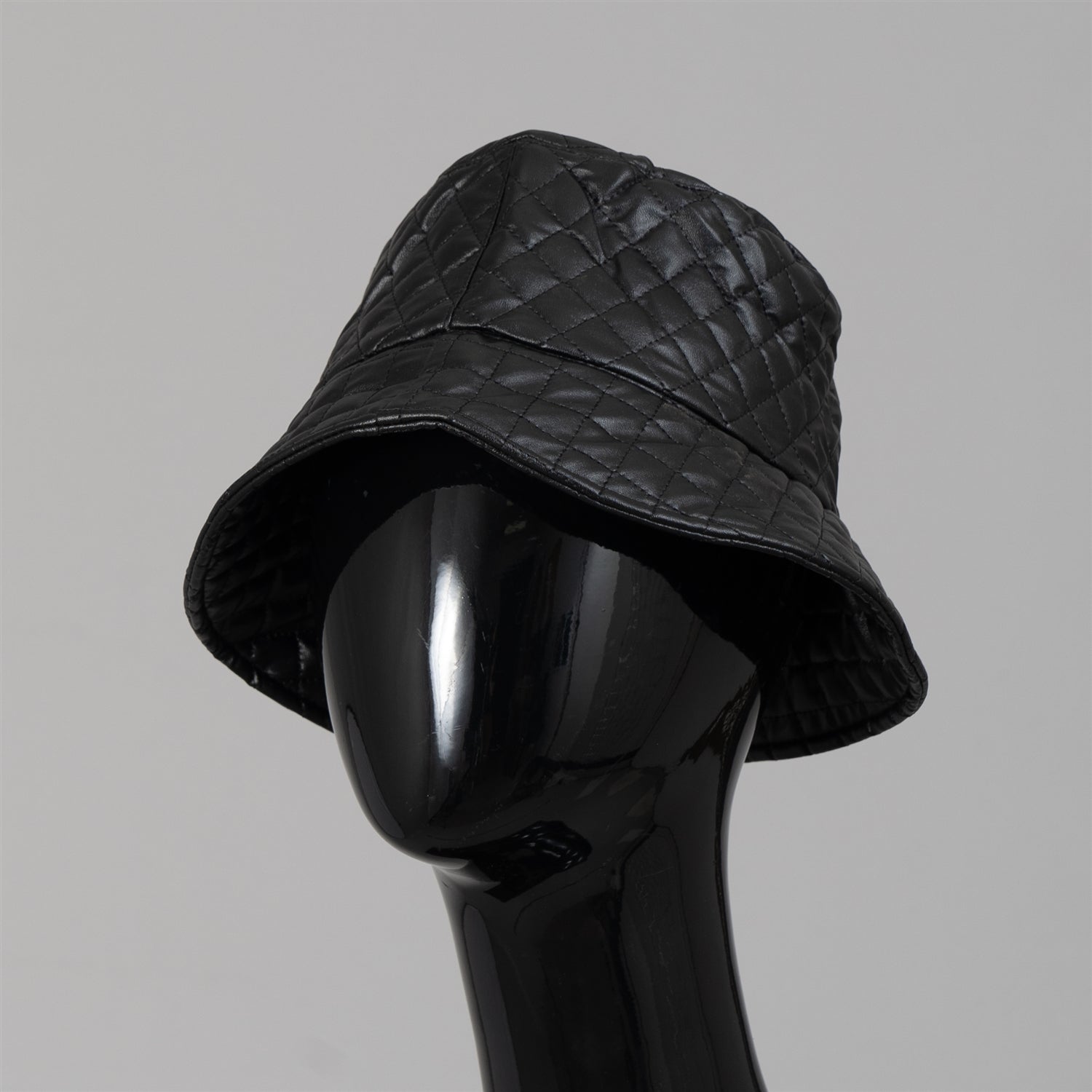 Fashion LH7616 Faux Leather Quilted Bucket Hat