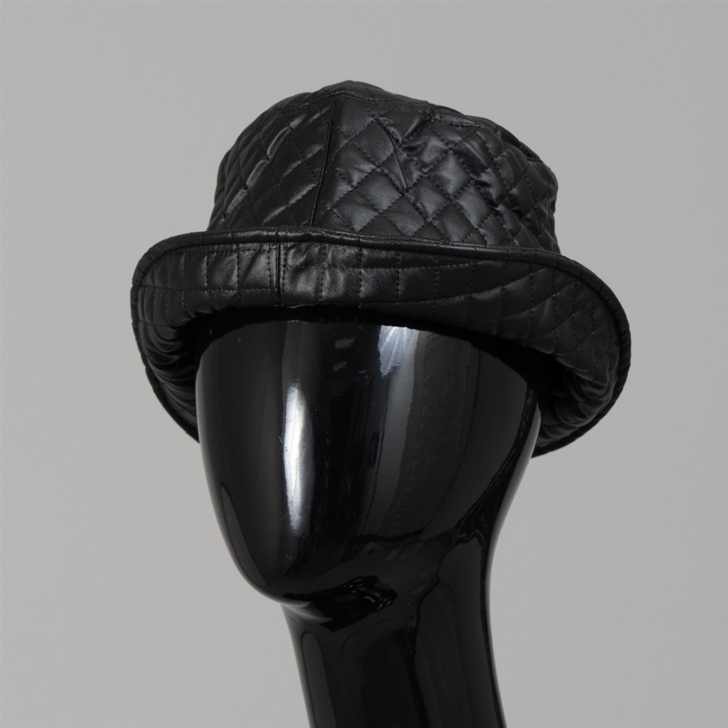 Fashion LH7616 Faux Leather Quilted Bucket Hat