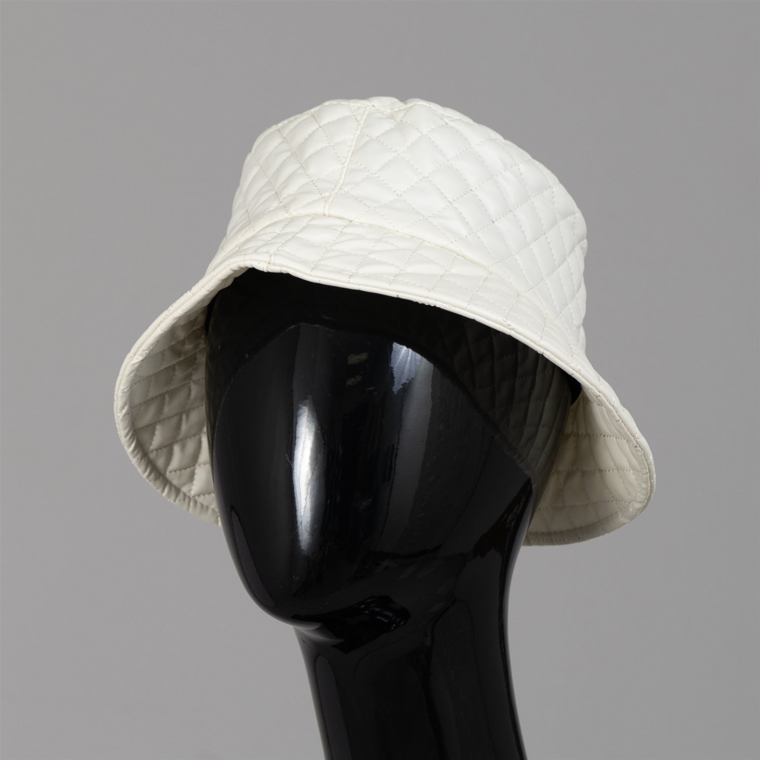 Fashion LH7616 Faux Leather Quilted Bucket Hat