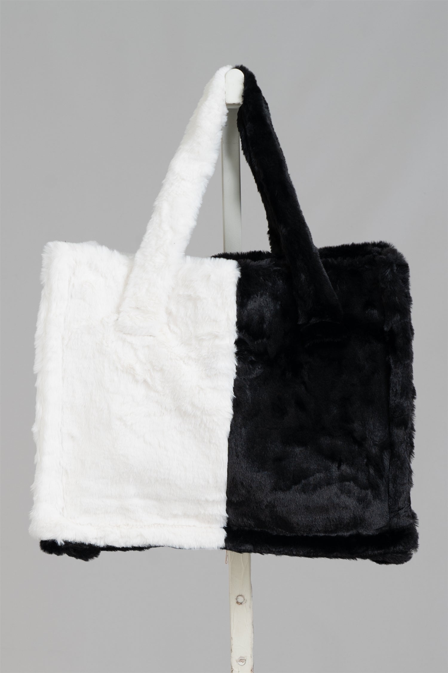 Fashion XY501 Faux Fur Color-block Handbag