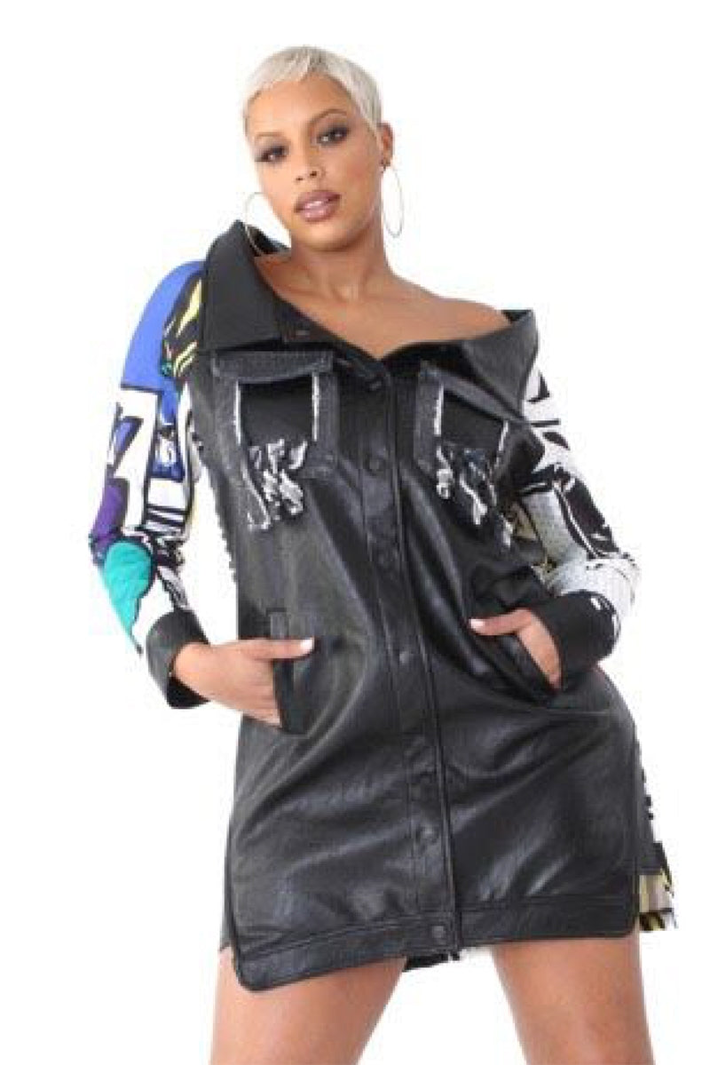 For Her 81845  Zip Front Faux Leather Jacket