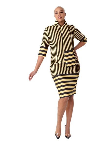 For Her 82059 Striped Midi Dress