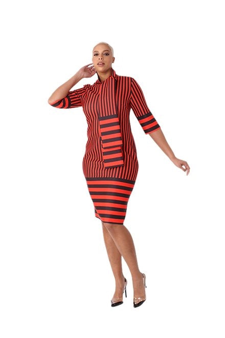 For Her 82059 Striped Midi Dress