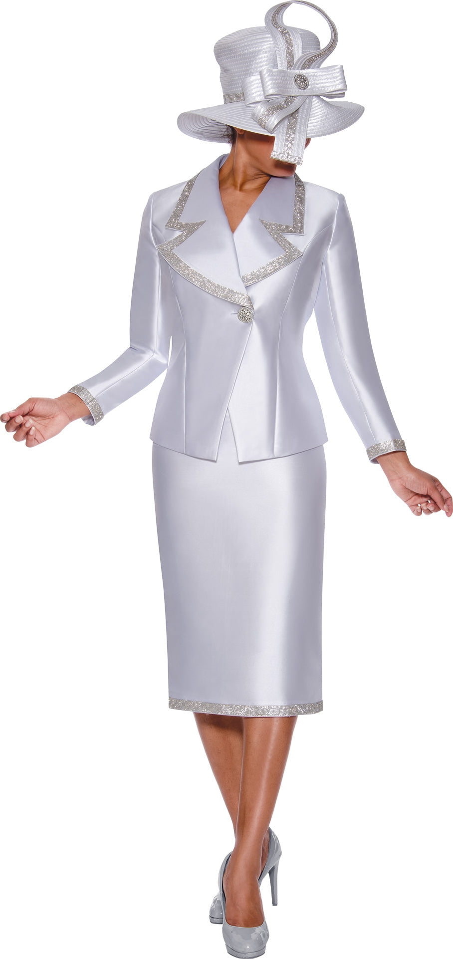 GMI 9872W Embellished Twill PlusSize 2pc Skirt Suit