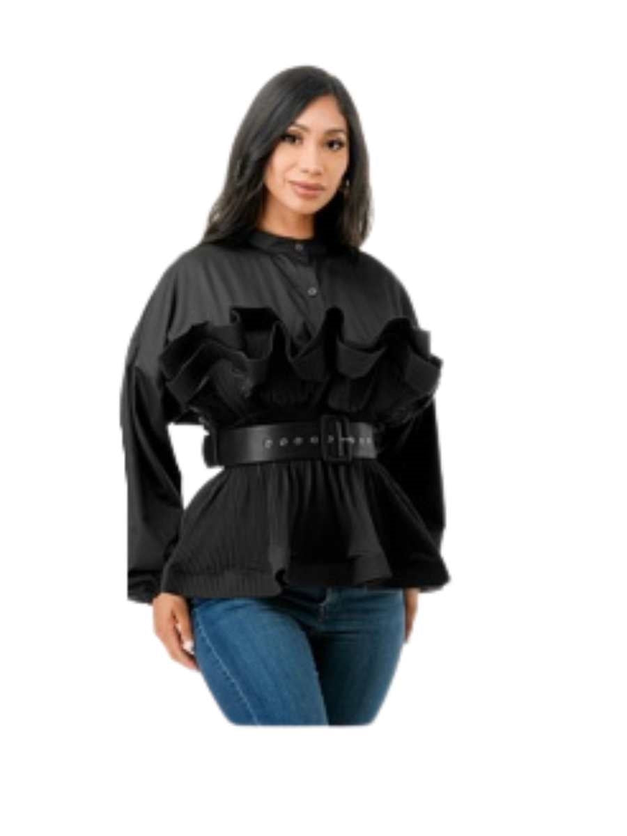 Highlight HT731X  Peplum PlusSize Top w/ Belt