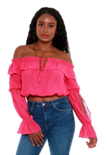 Highlight JST9046 Off-shoulder Ruffle Top