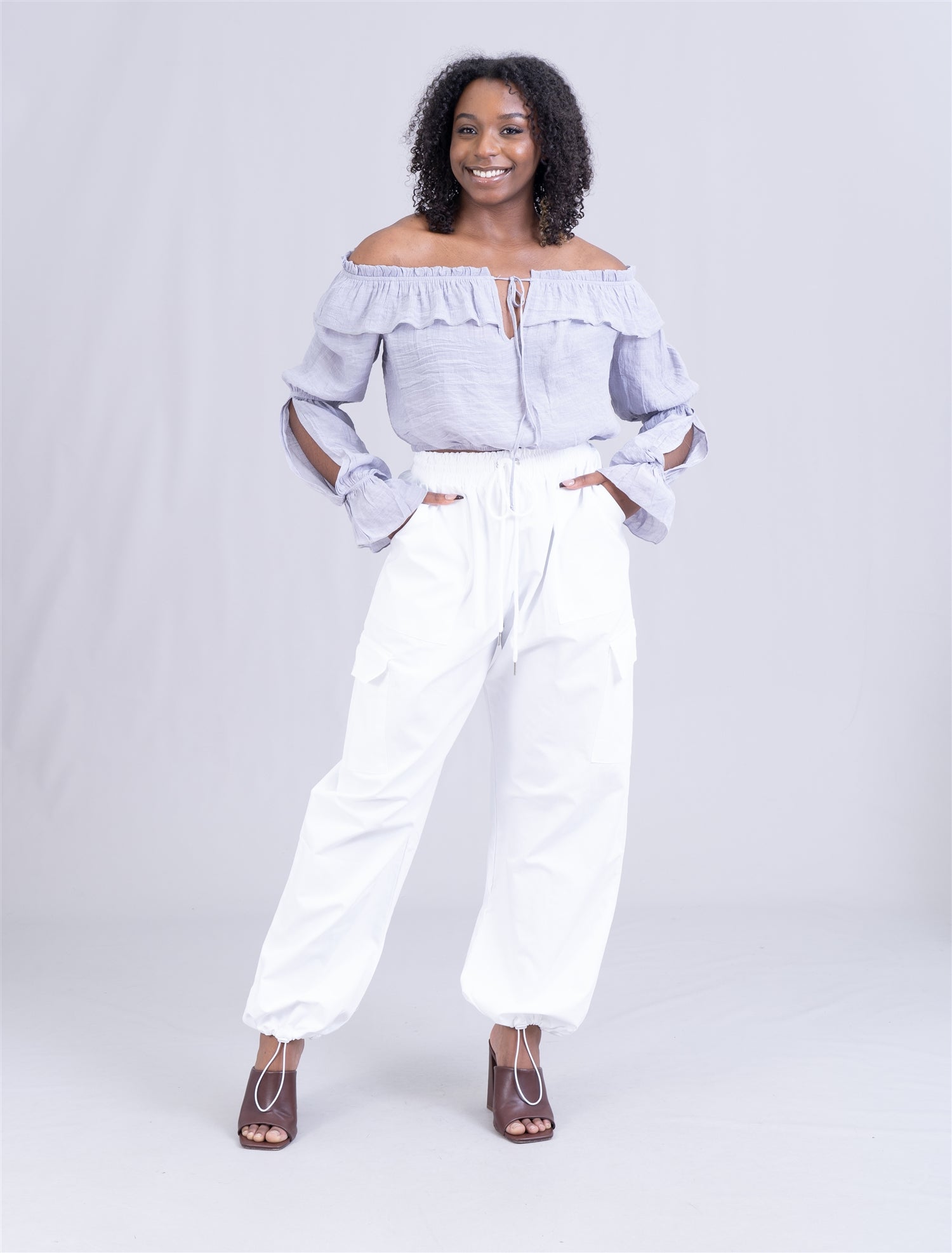 Highlight JST9046 Off-shoulder Ruffle Top