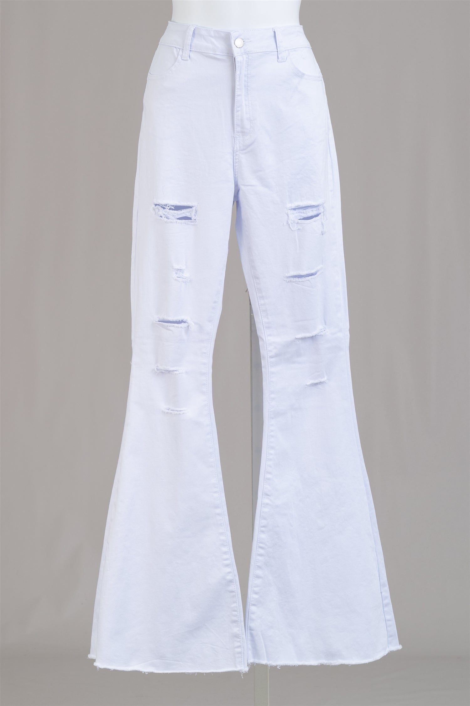 H&Y Fashion HY338 Stretch Denim Ripped Flare Pants