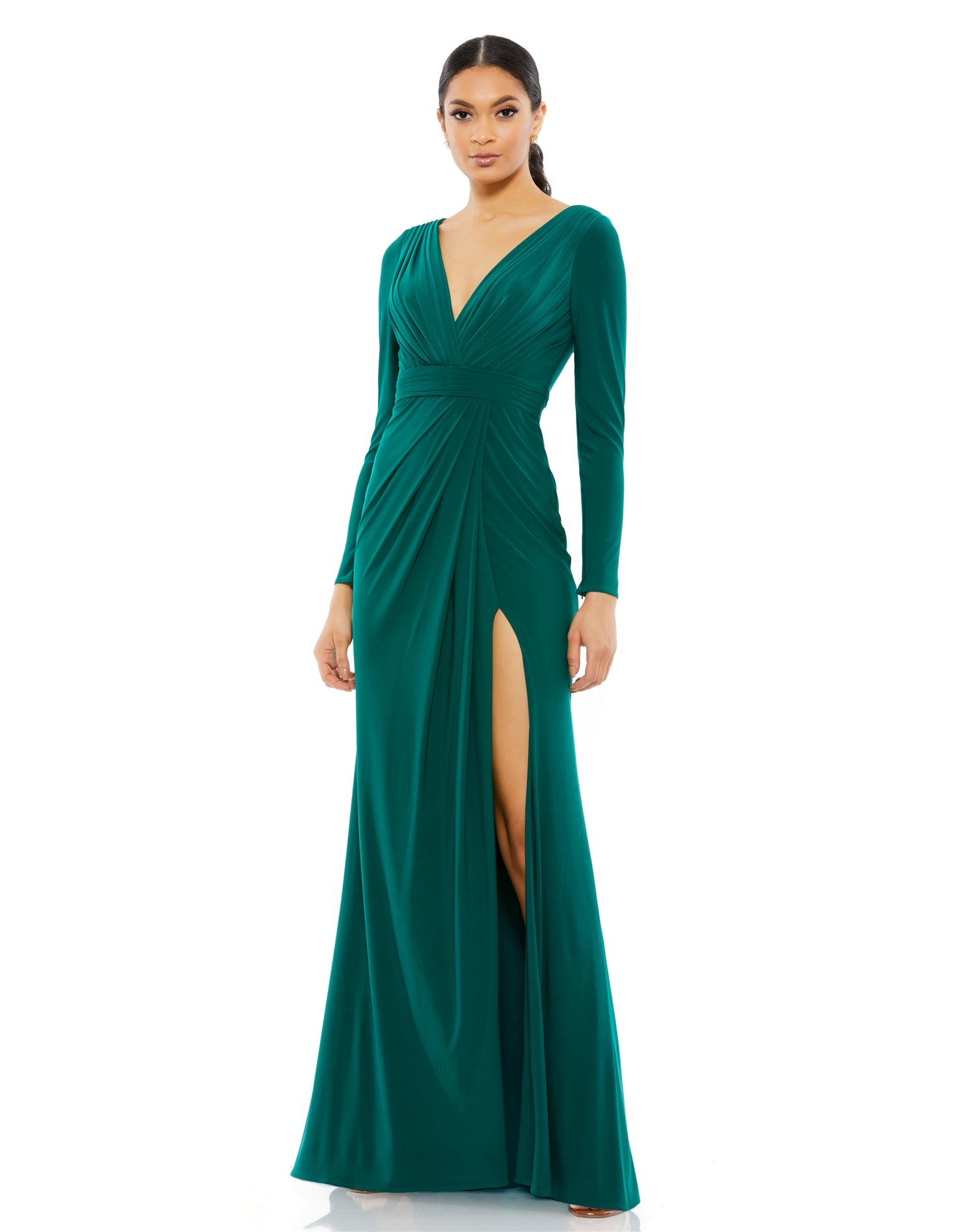 Ieena for Mac Duggal 26554 High Slit Wrap Dress