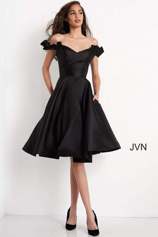 JVN by Jovani JVN04718A Off-shoulder A-line Dress