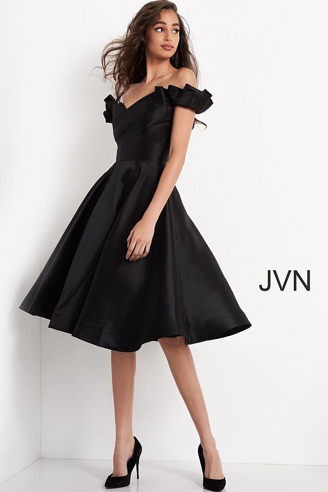 JVN by Jovani JVN04718A Off-shoulder A-line Dress