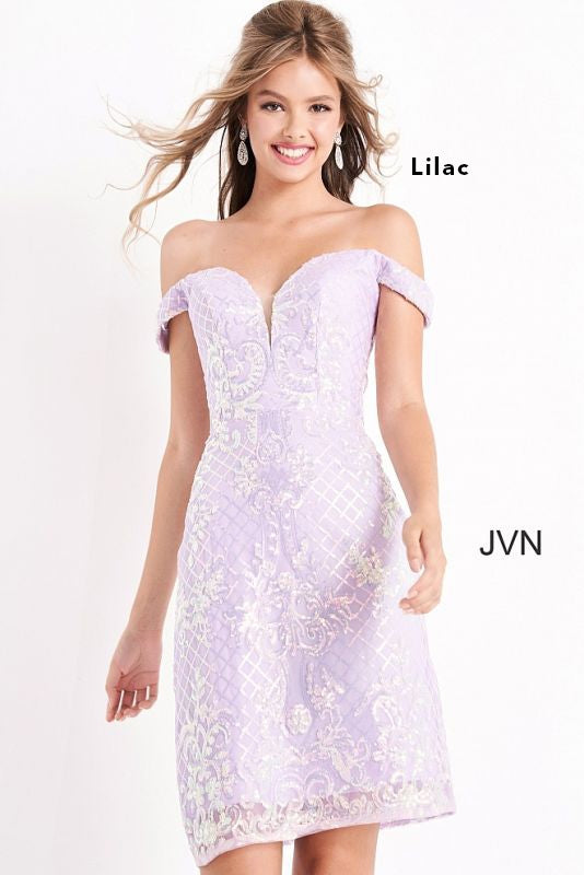 JVN by Jovani JVN05251A Sequin Off-Shoulder Dress