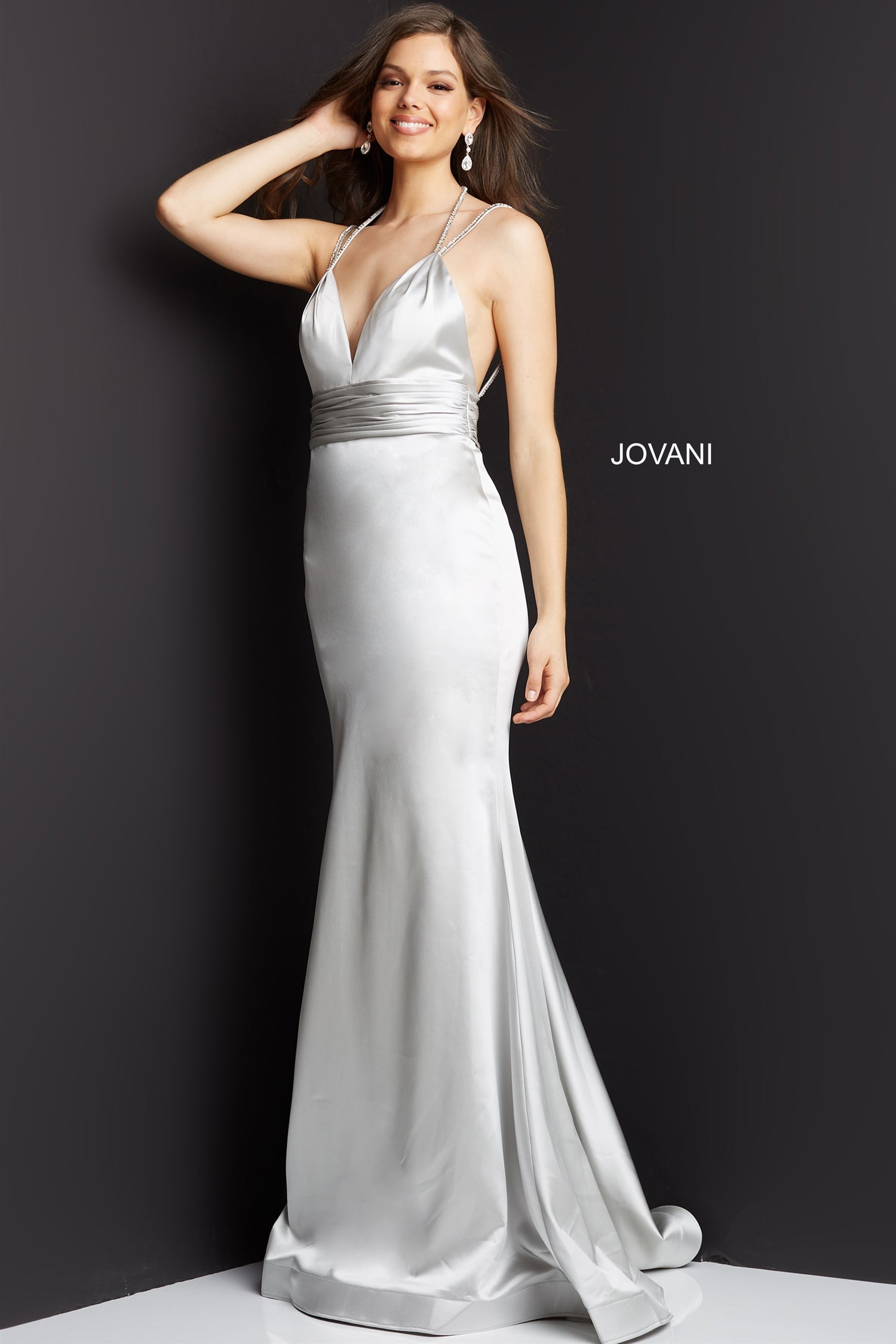 JVN by Jovani JVN3116 Double Strap Satin Dress