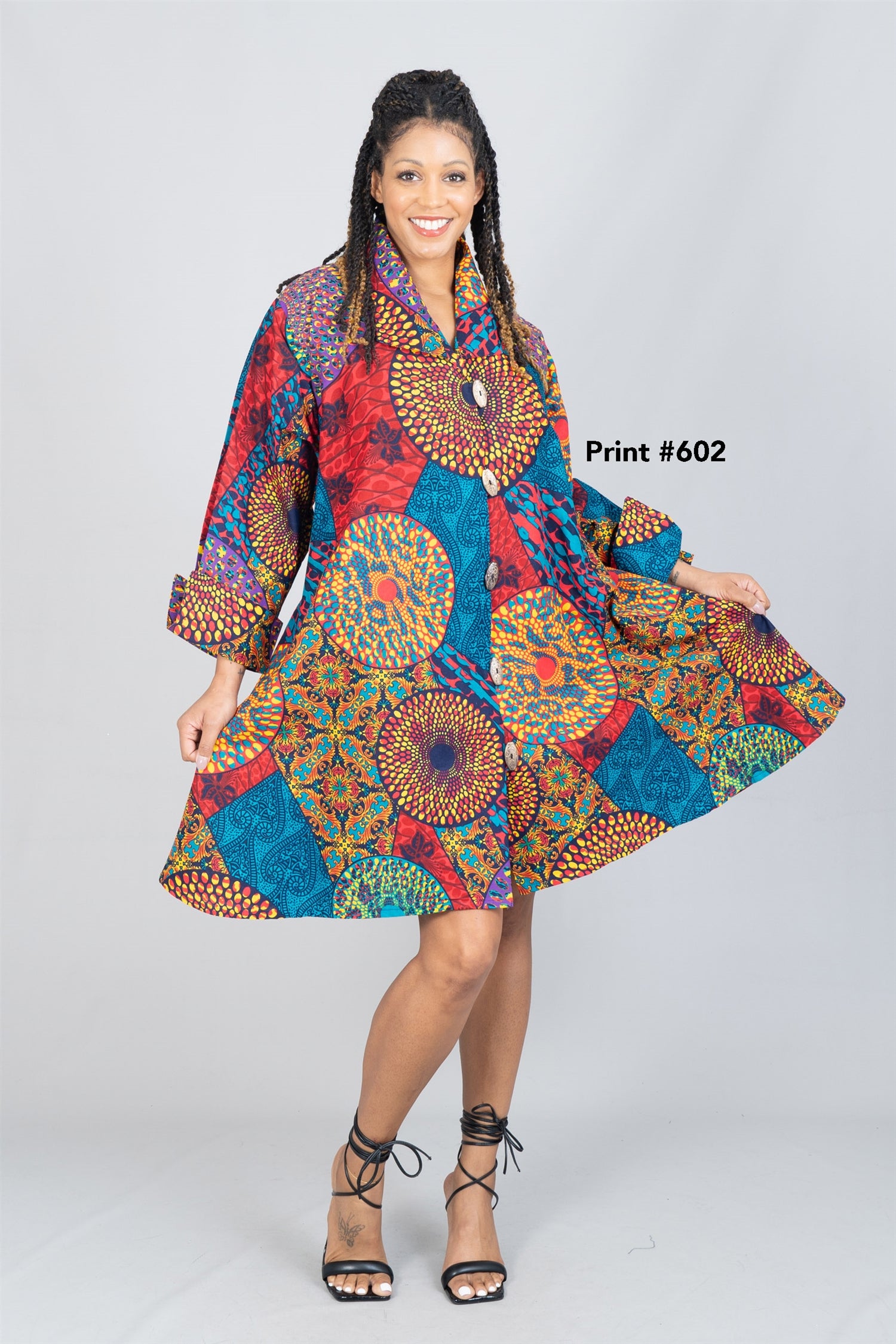 KaraChic 243 Authentic African Print A-line Tunic Top