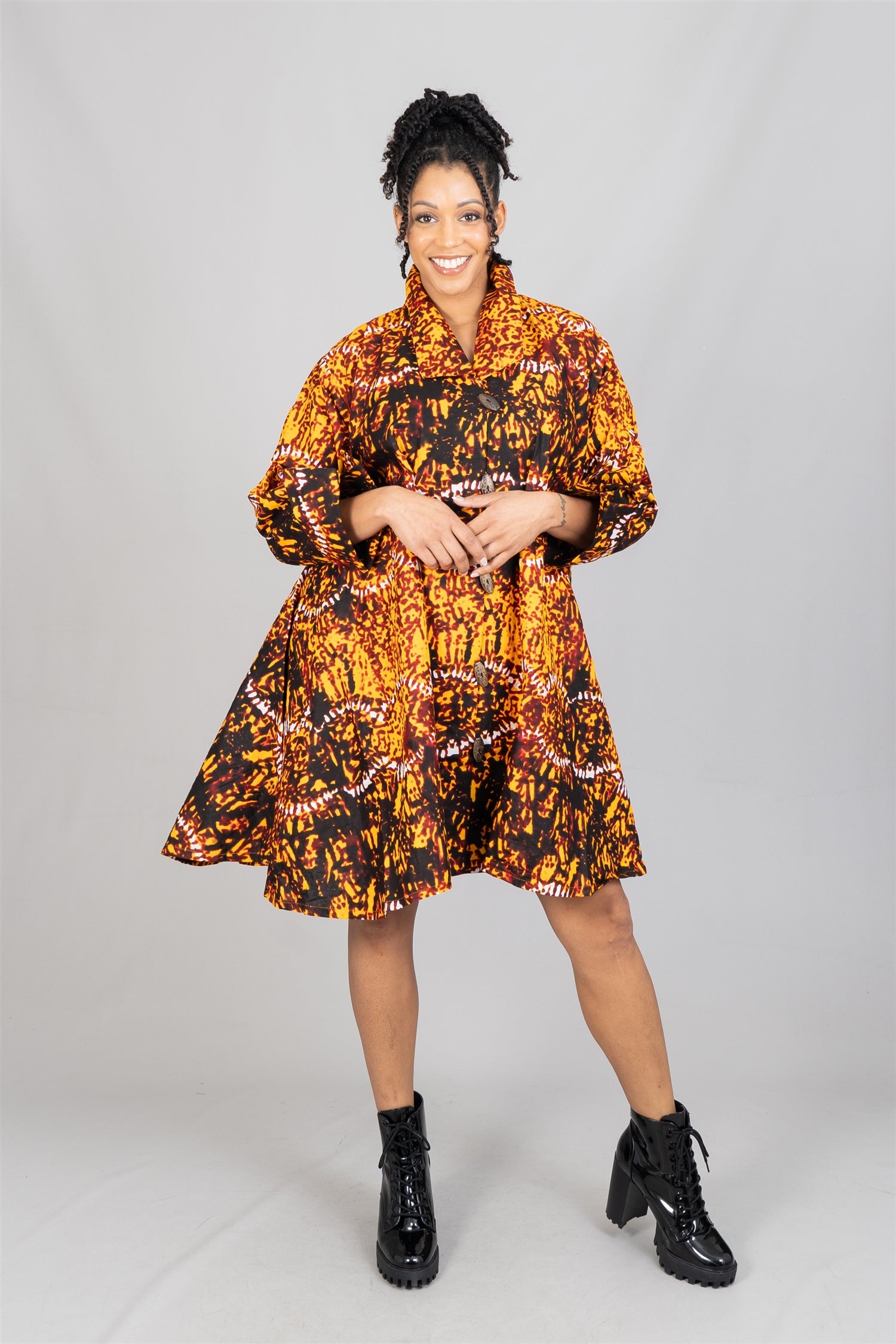 KaraChic 243 Authentic African Print A-line Tunic Top