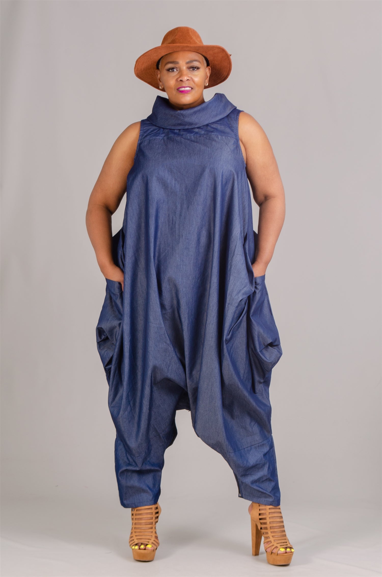 KaraChic 251D Sleeveless Denim Jumpsuit