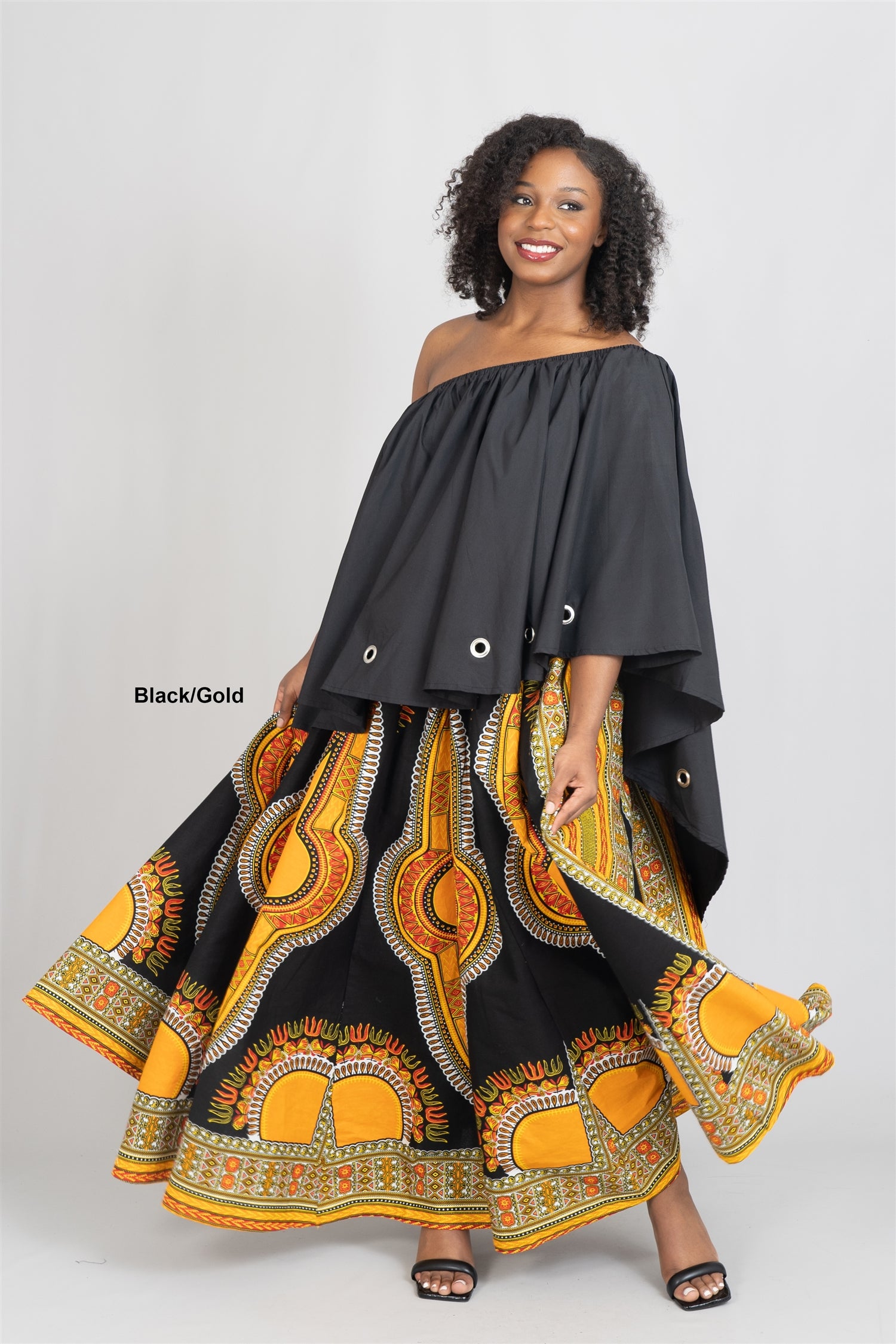 KaraChic 7001D Elastic Waist Dashiki Print Skirt    KaraChic 7001D Authentic African Dashiki Print Maxi Skirt