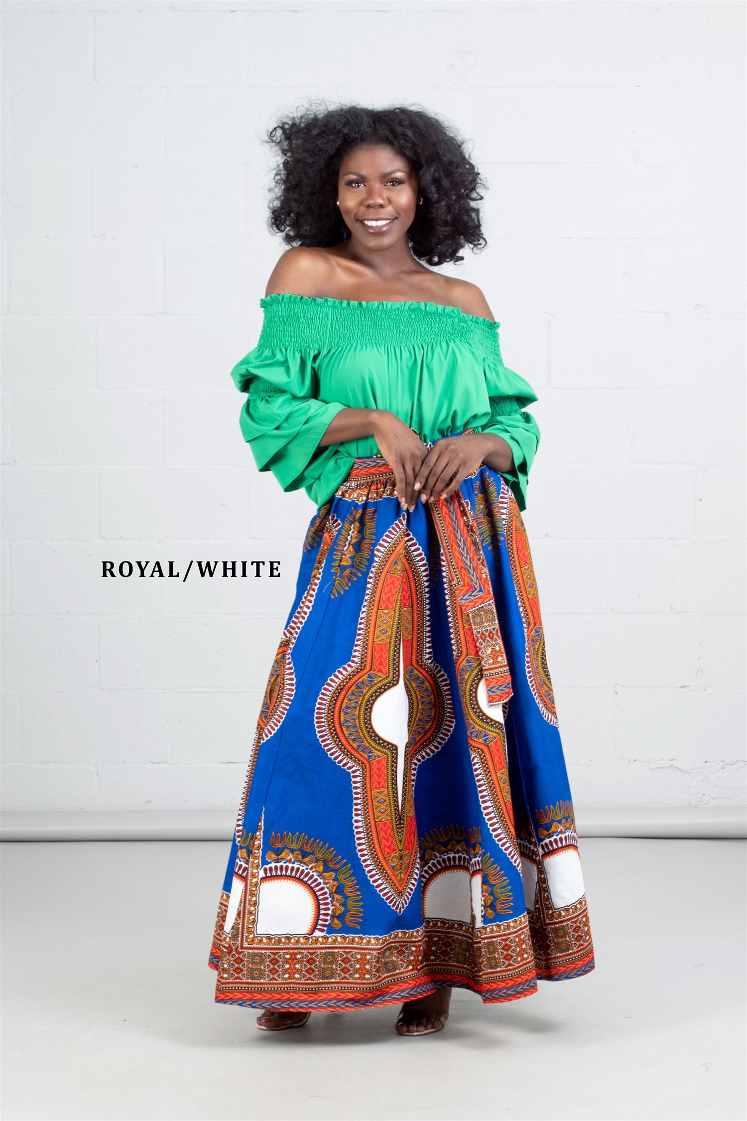 KaraChic 7001D Elastic Waist Dashiki Print Skirt    KaraChic 7001D Authentic African Dashiki Print Maxi Skirt