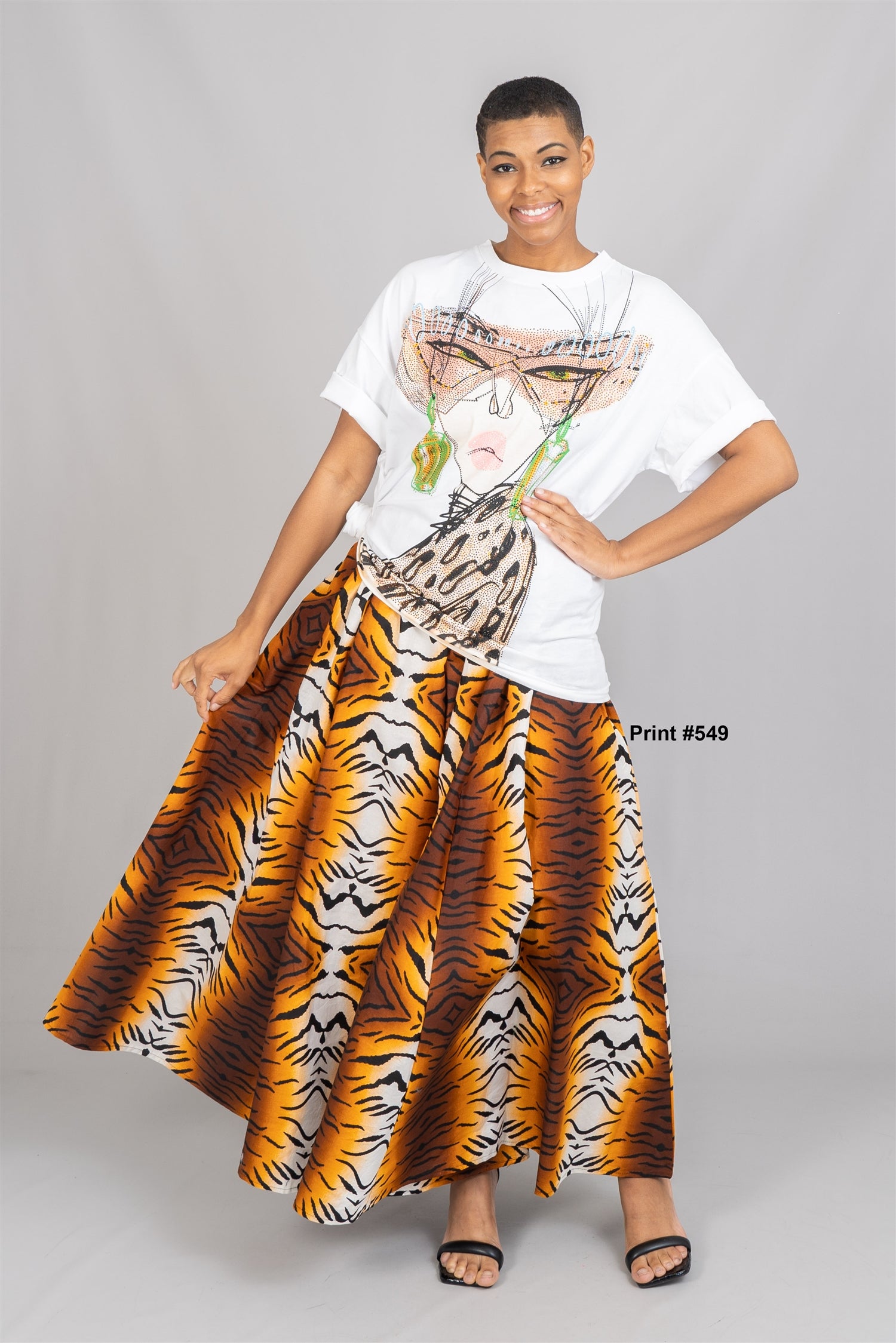 KaraChic 7001X Elastic Waist Authentic African Print PlusSize Maxi Skirt