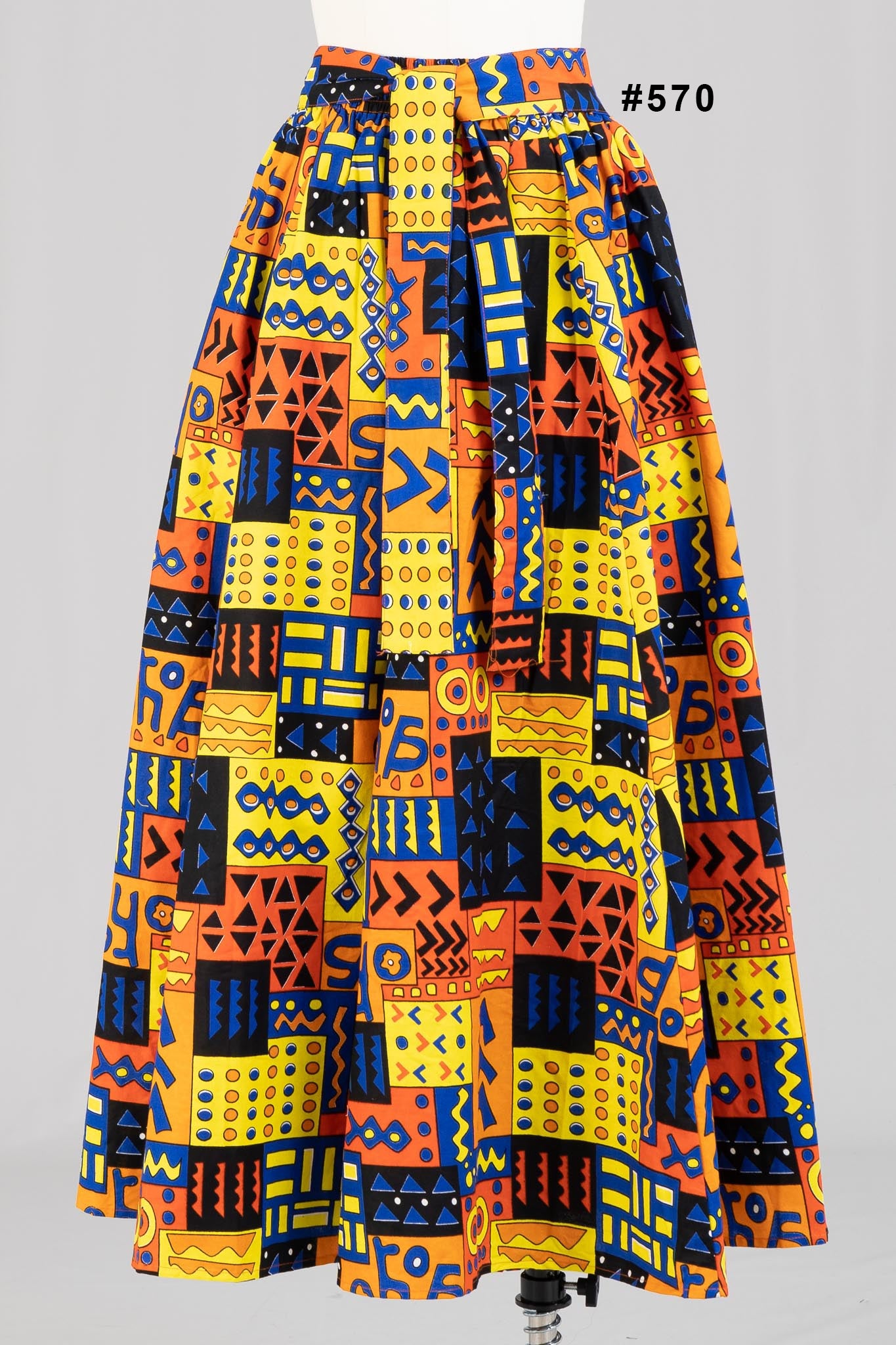 KaraChic 7001X Elastic Waist Authentic African Print PlusSize Maxi Skirt