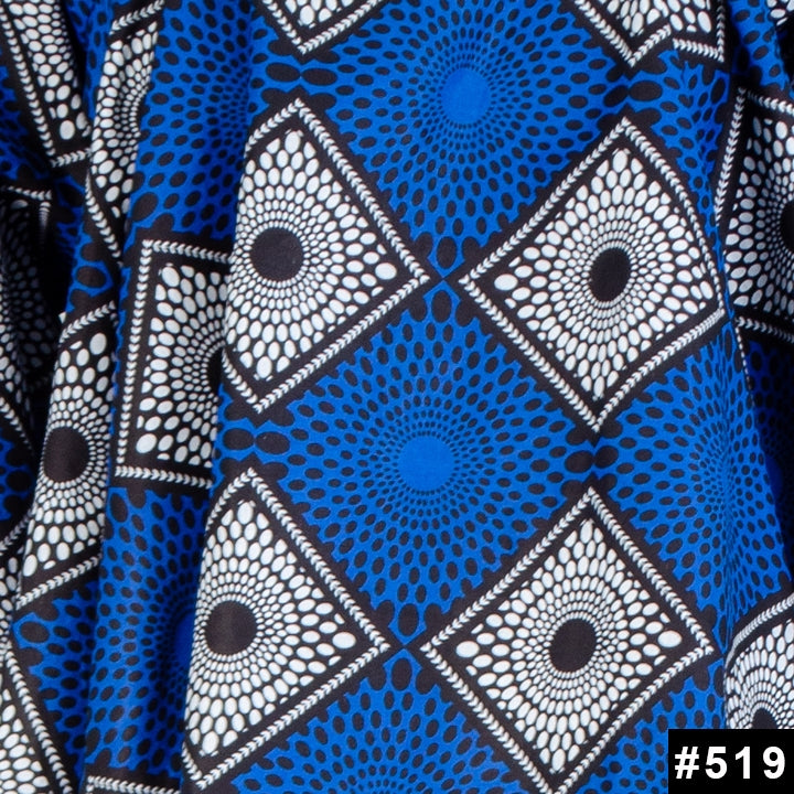 KaraChic 7563D Authentic African Print Denim Contrast Smocked Dress