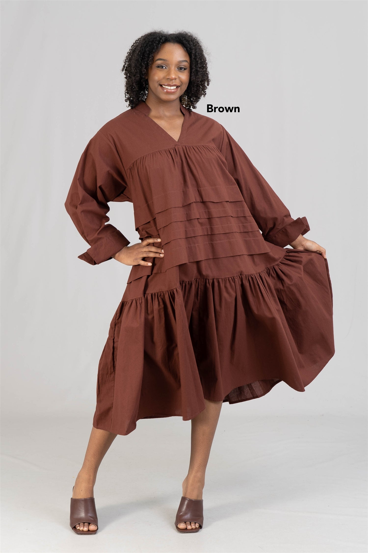 KaraChic 7580S Tiered Tunic Midi Dress