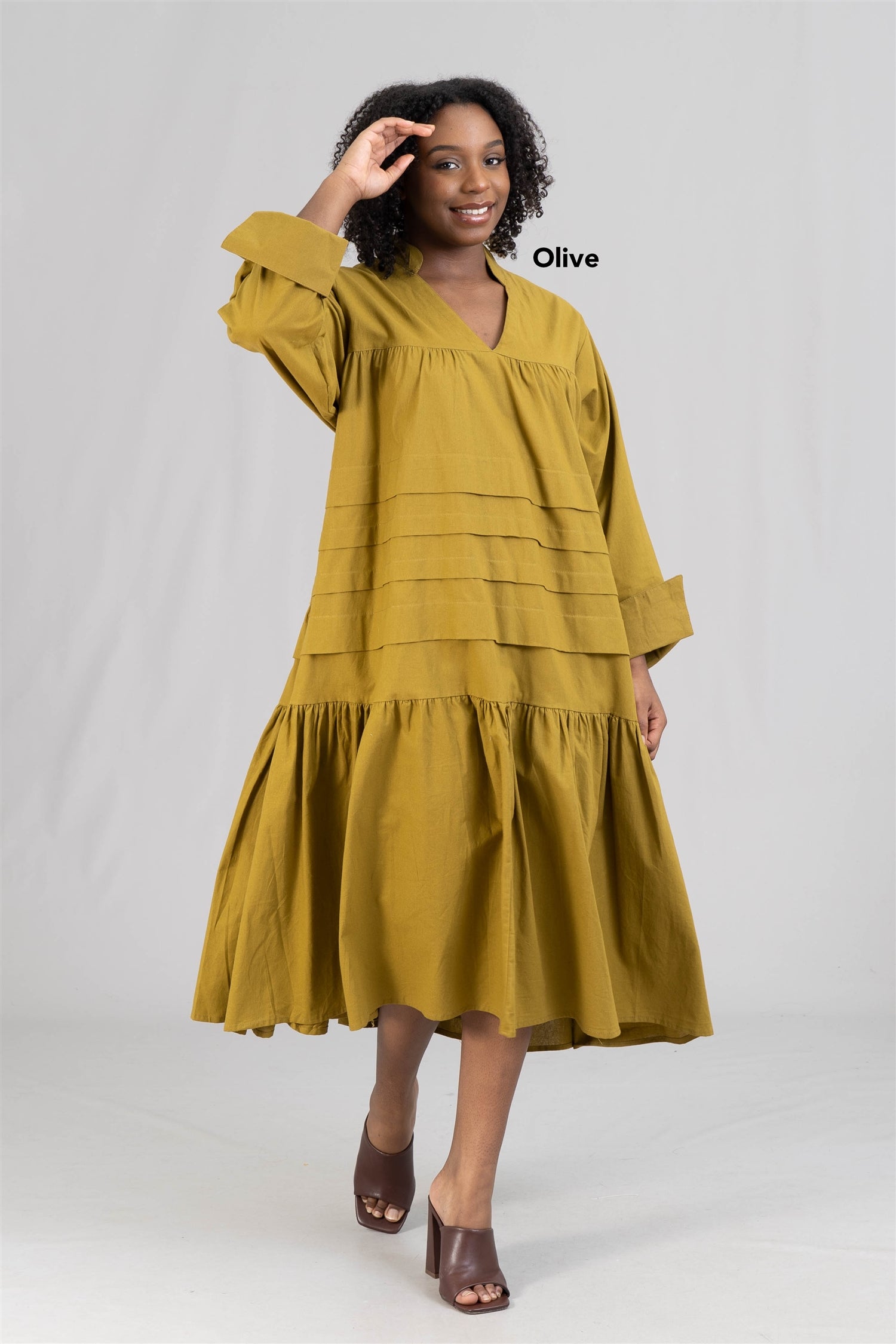 KaraChic 7580S Tiered Tunic Midi Dress