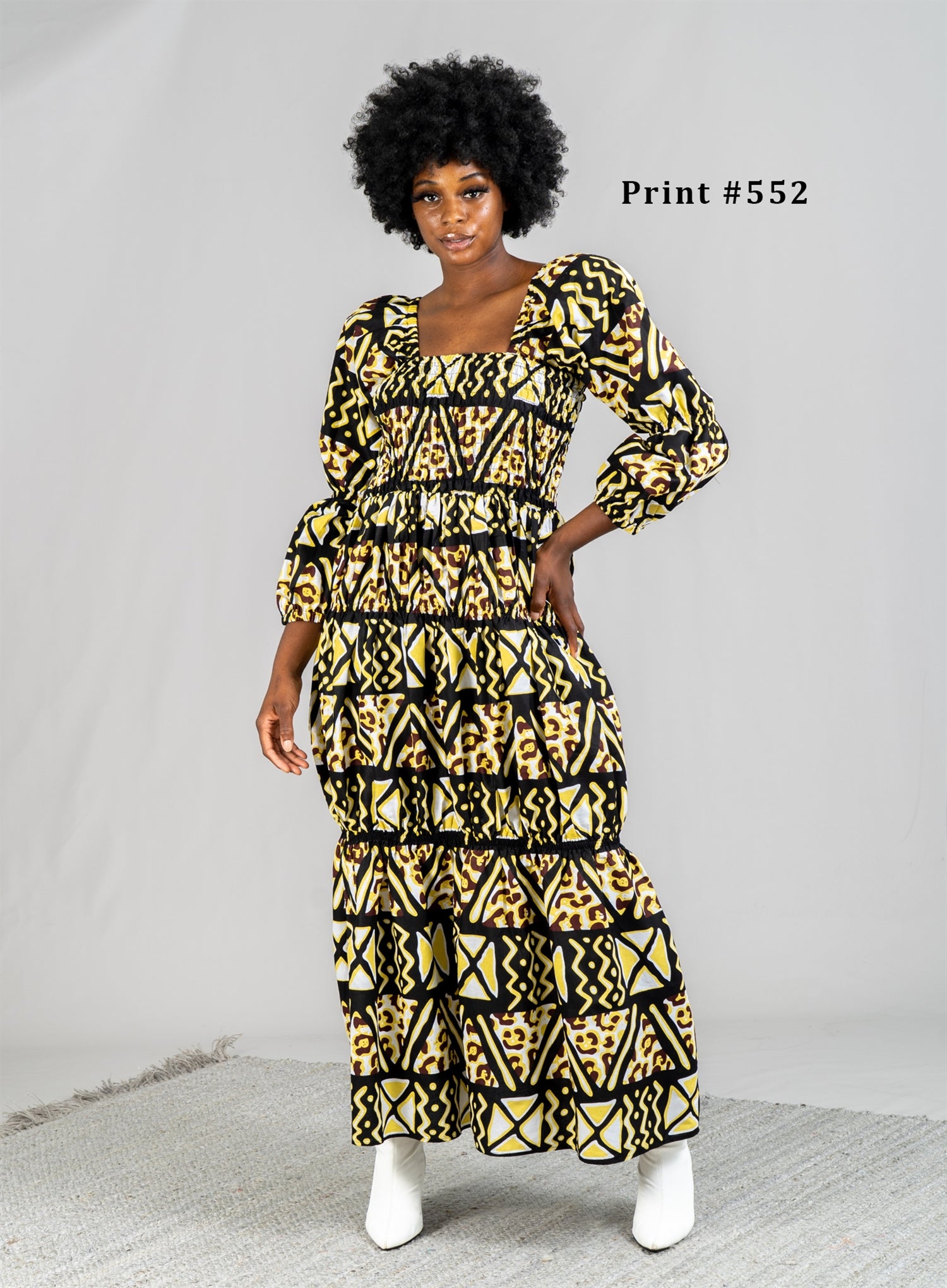 KaraChic 7594 Authentic African Print Ruffle Maxi Dress