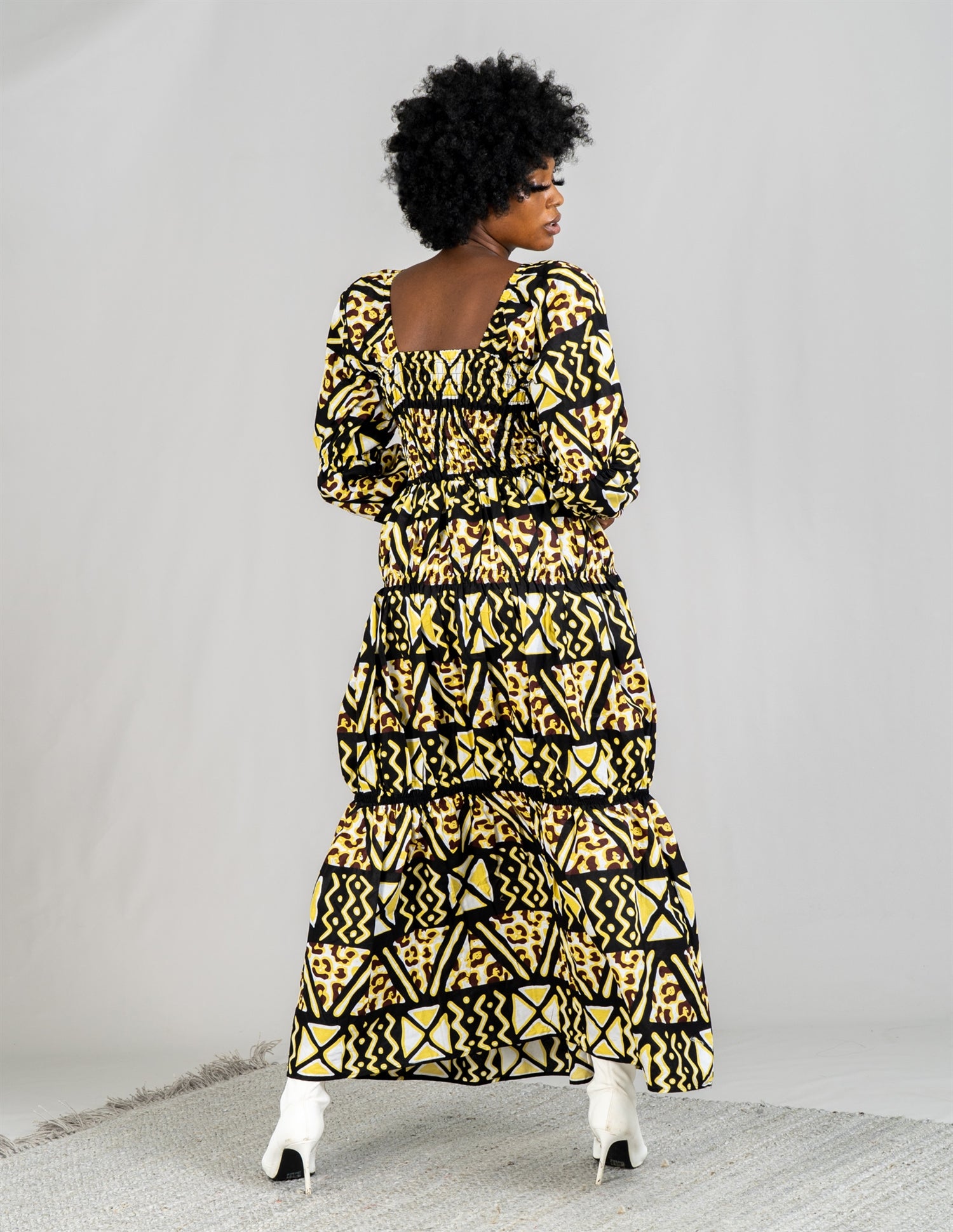 KaraChic 7594 Authentic African Print Ruffle Maxi Dress