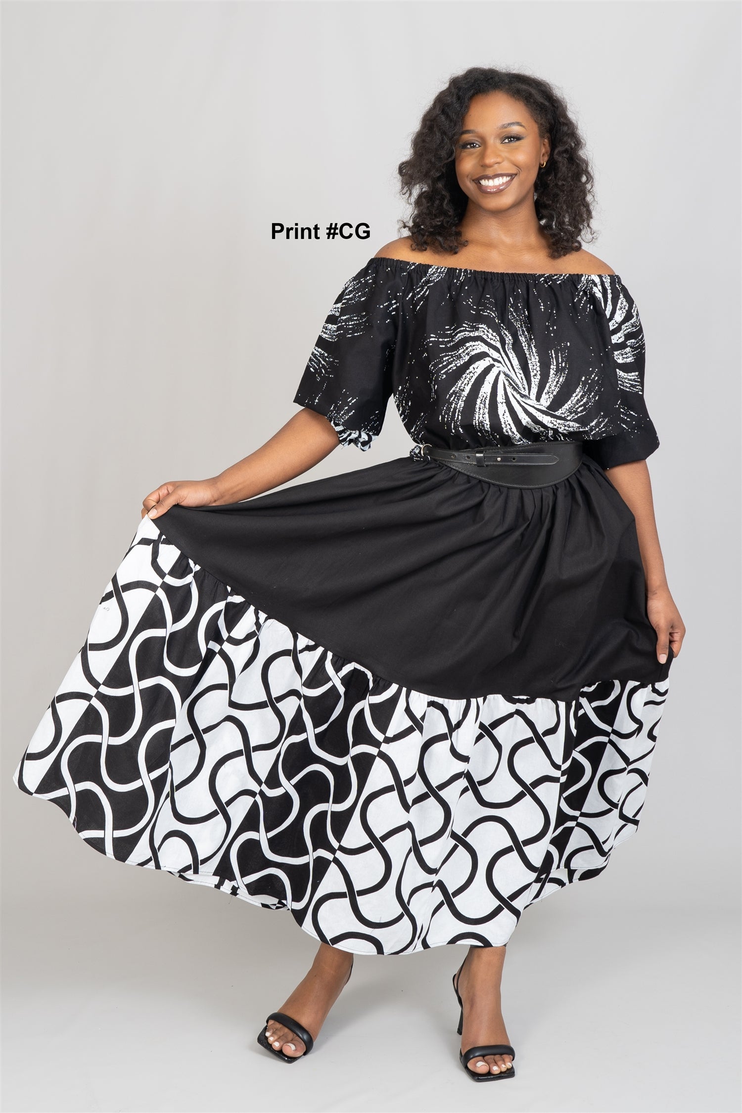 KaraChic 7710 Authentic African Print Off-Shoulder Maxi Dress