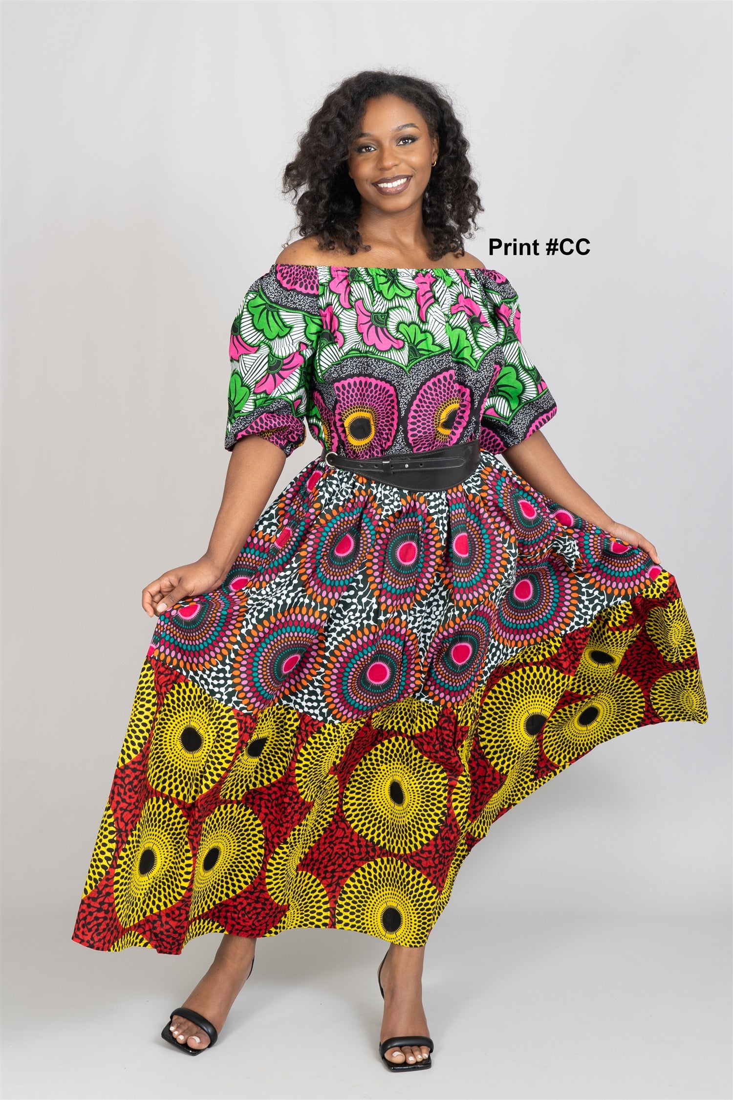 KaraChic 7710 Authentic African Print Off-Shoulder Maxi Dress