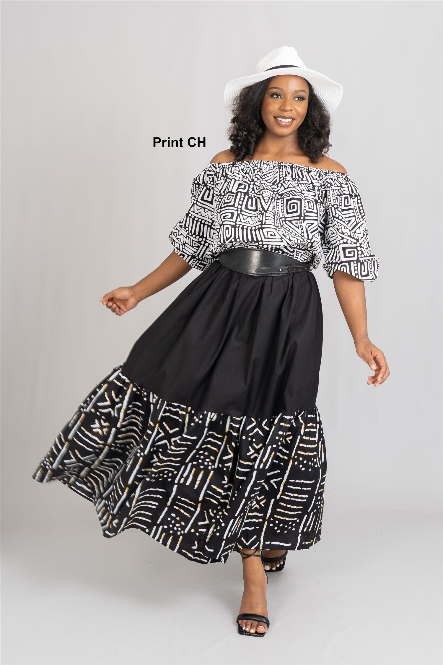 KaraChic 7710 Authentic African Print Off-Shoulder Maxi Dress