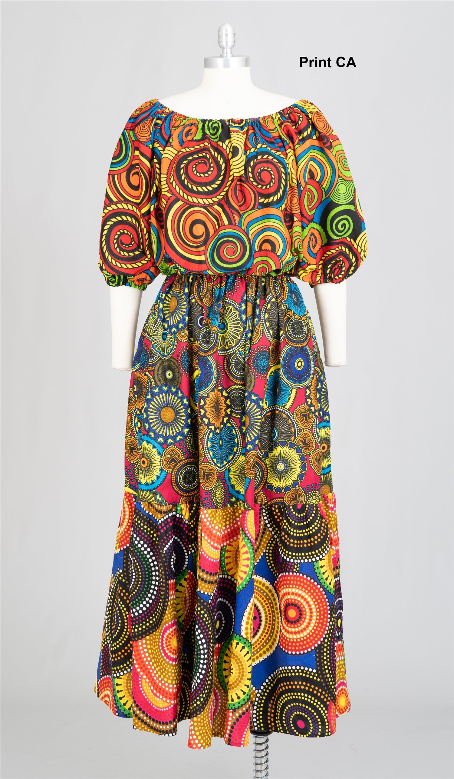 KaraChic 7710 Authentic African Print Off-Shoulder Maxi Dress