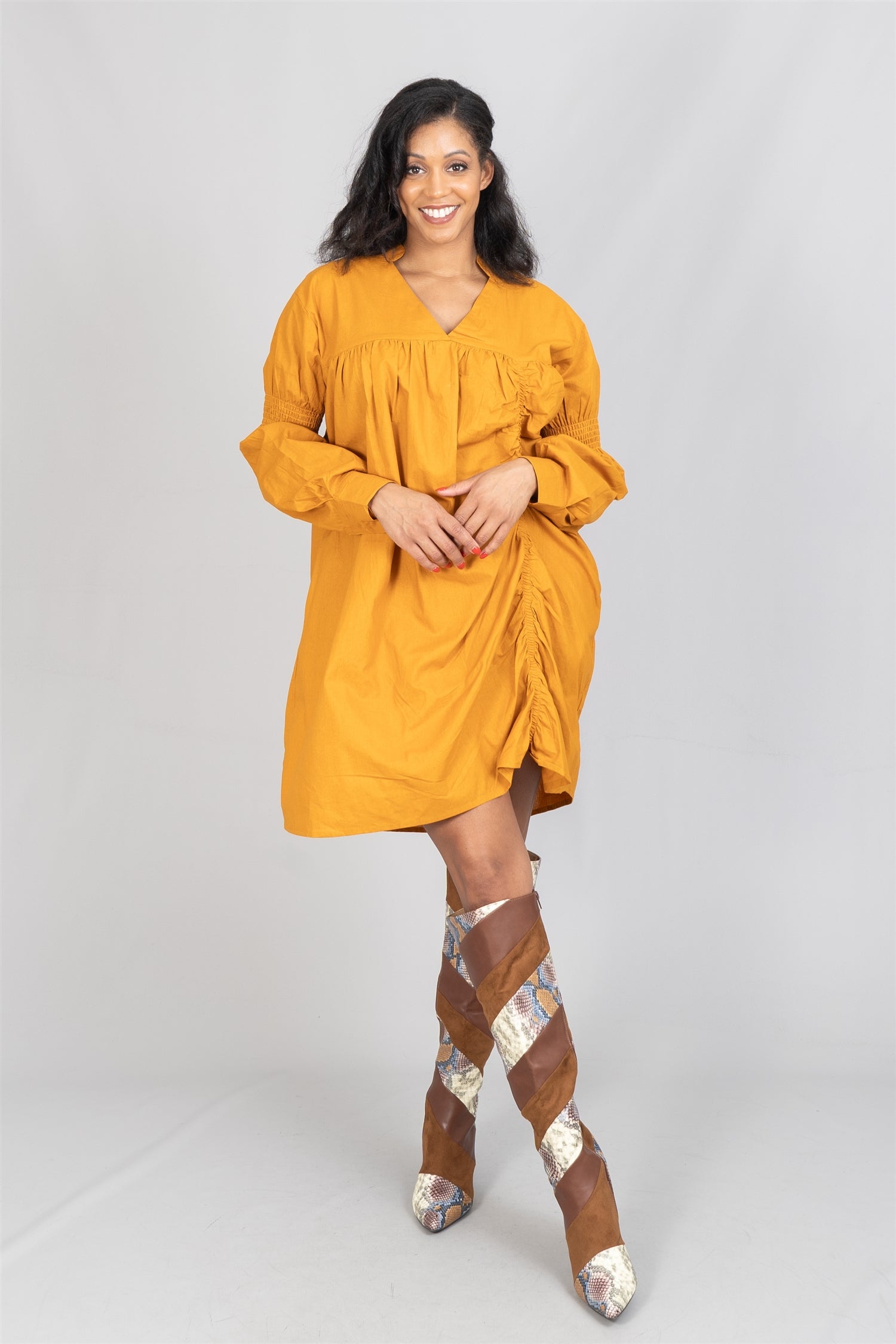 KaraChic 7722S Ruched Vneck Dress