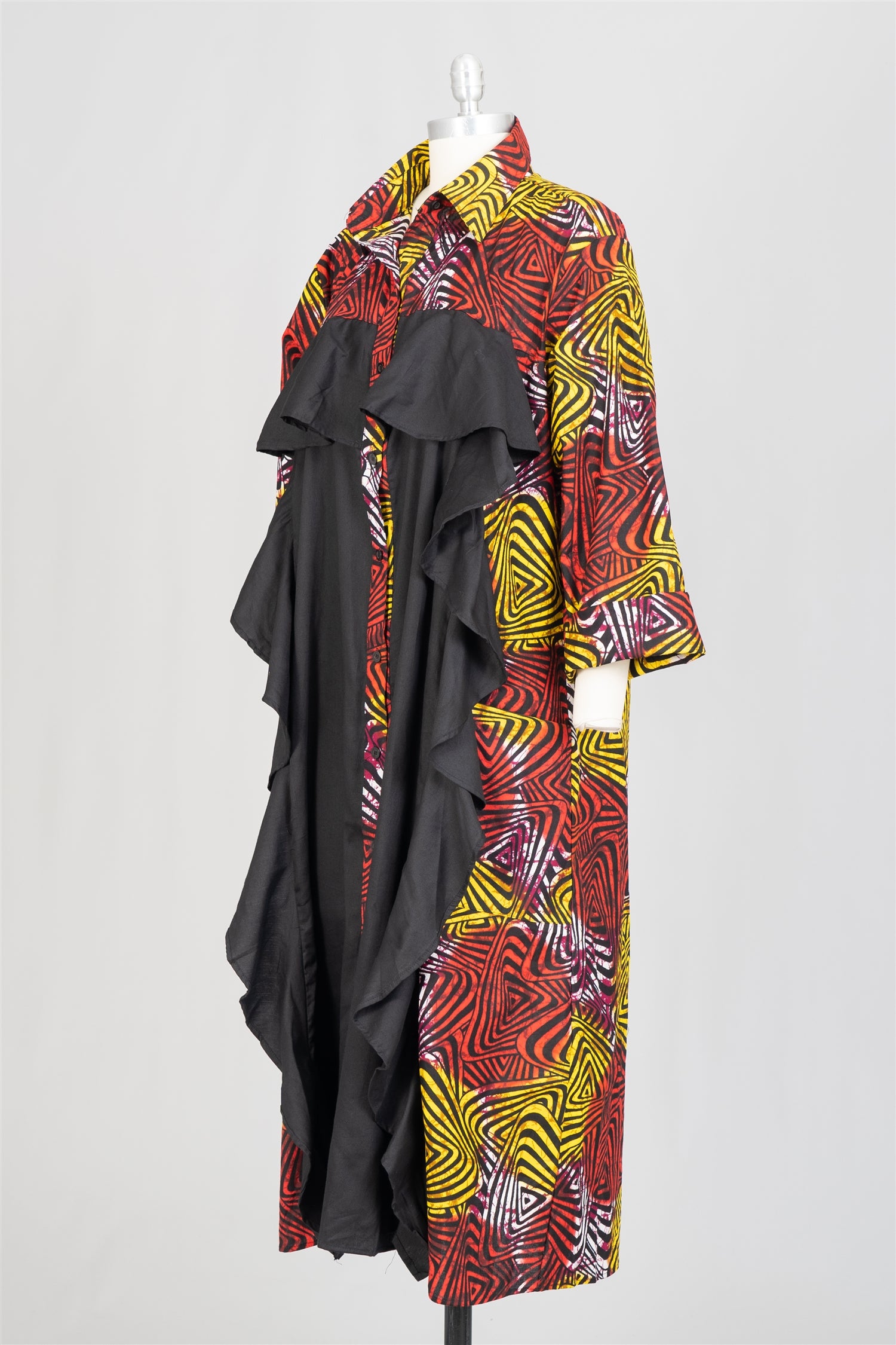 KaraChic 7726 Authentic African Print Ruffle Trim Dress